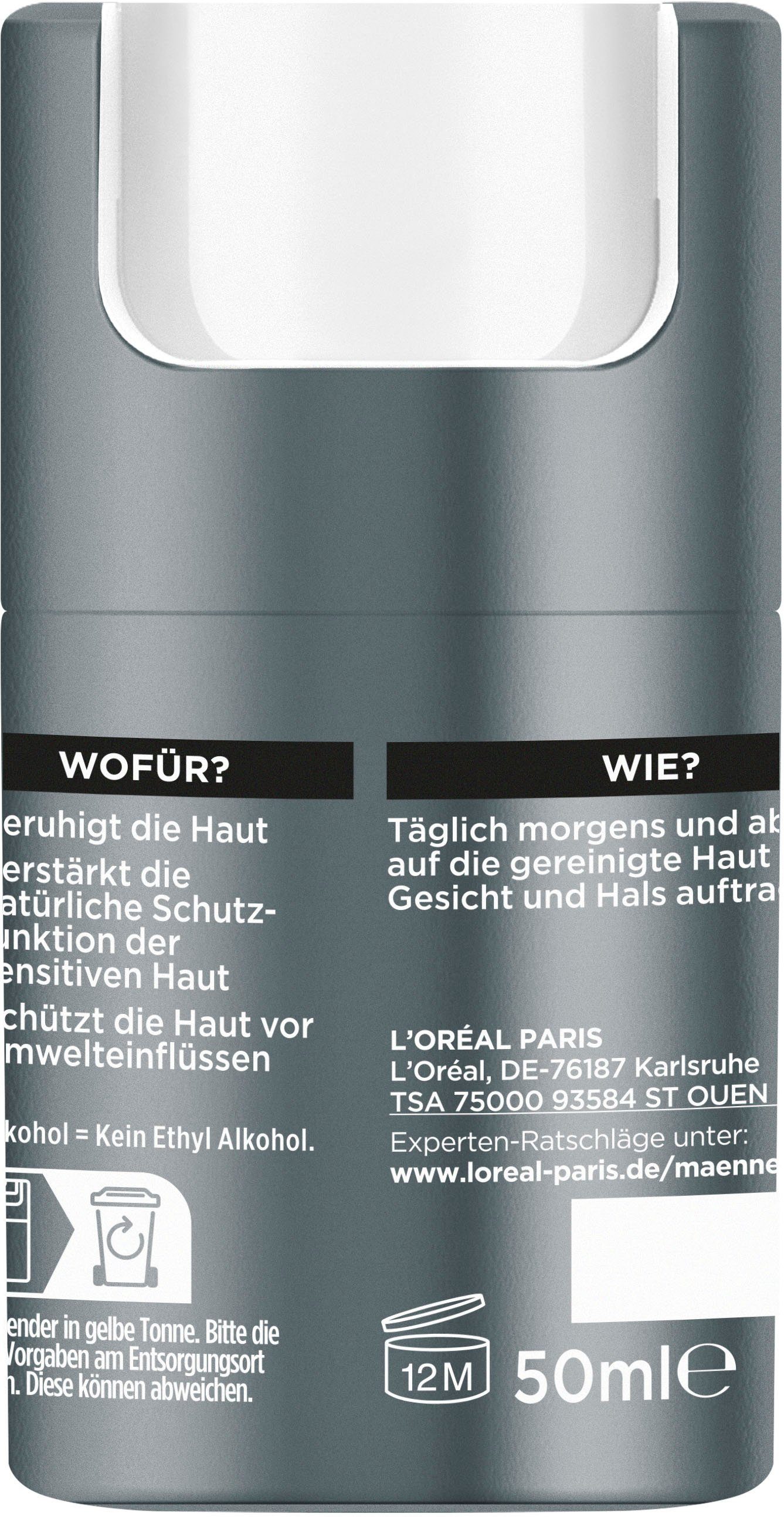 L'ORÉAL PARIS MEN EXPERT Gesichtsgel Magnesium Defense Pflege, für emfpindliche Haut, mit Hyaluronsäure, feuchtigkeitsspendend