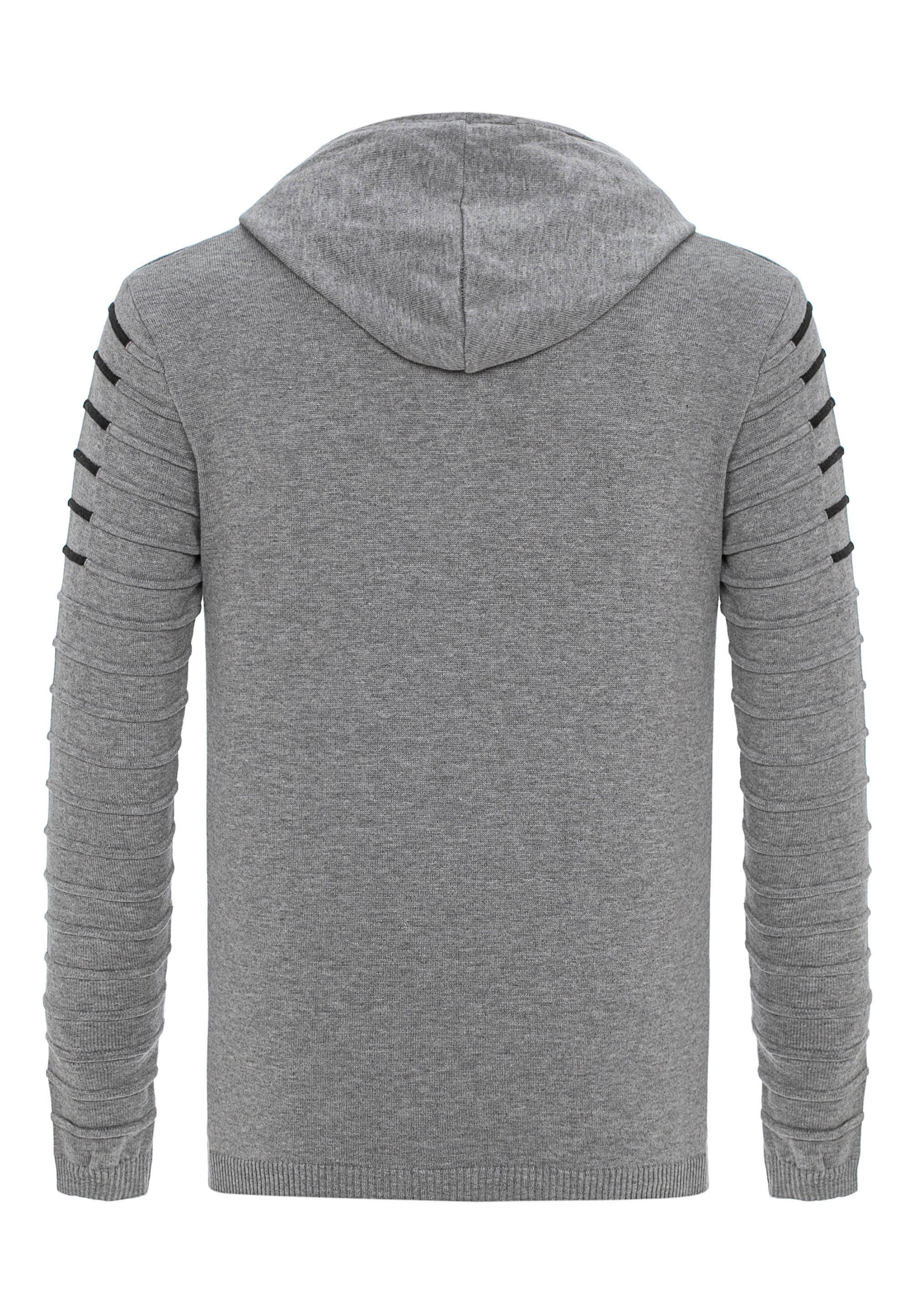 Cipo & Baxx Kapuzensweatshirt mit grau Kapuze kuscheliger