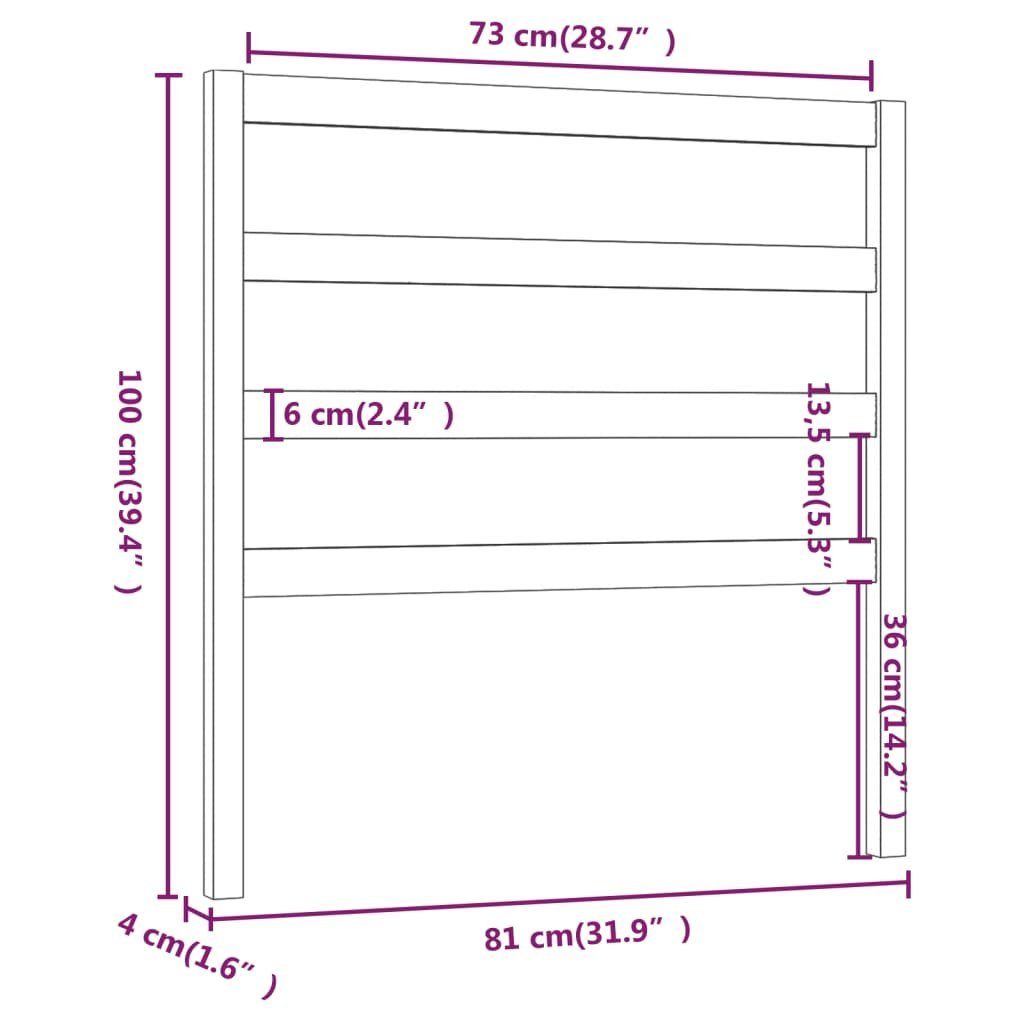 vidaXL cm St) Kopfteil 81x4x100 Honigbraun Kopfteil (1 Kiefer, Massivholz