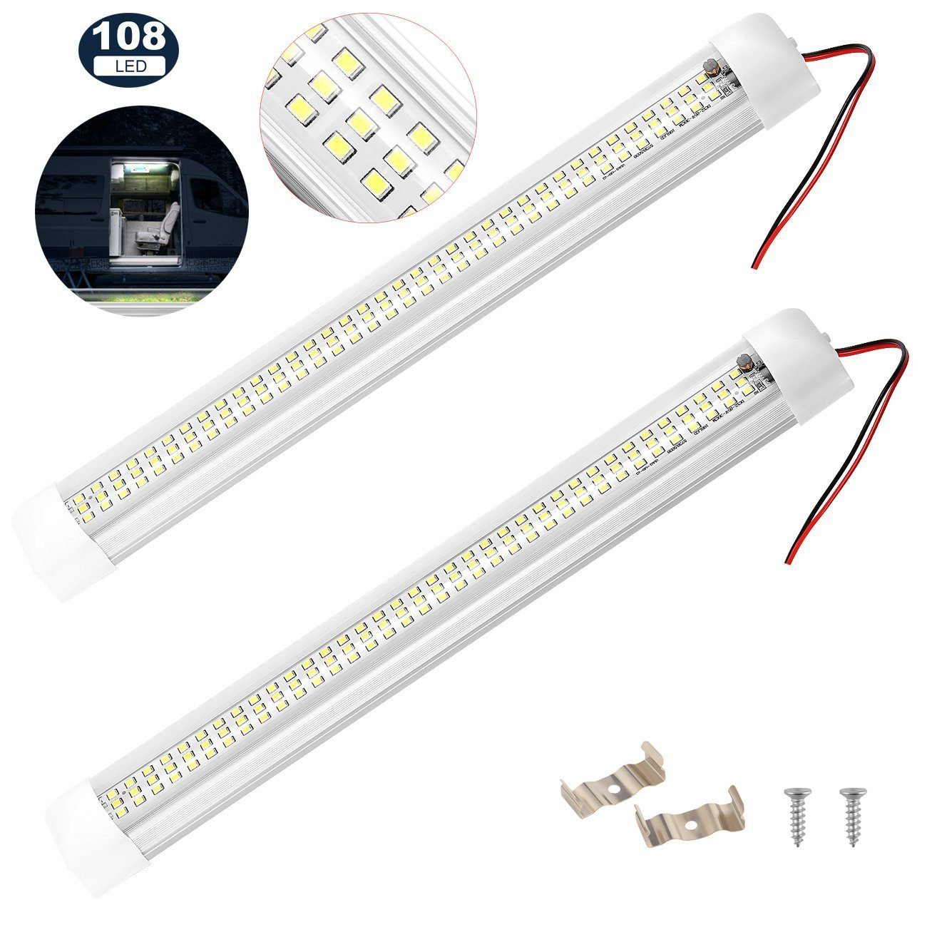 oyajia LED-Streifen 2x LED Innenlichtleiste Innenbeleuchtung 108