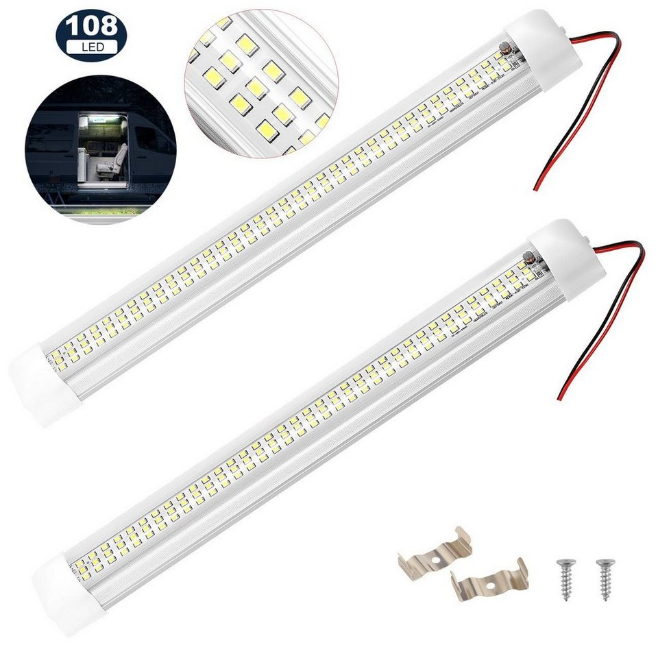 oyajia LED-Streifen 2x LED Innenlichtleiste Innenbeleuchtung 108 LEDs 12V  Leuchtet Leiste, mit EIN/ AUS Schalter für Auto Wohnmobile LKW Van