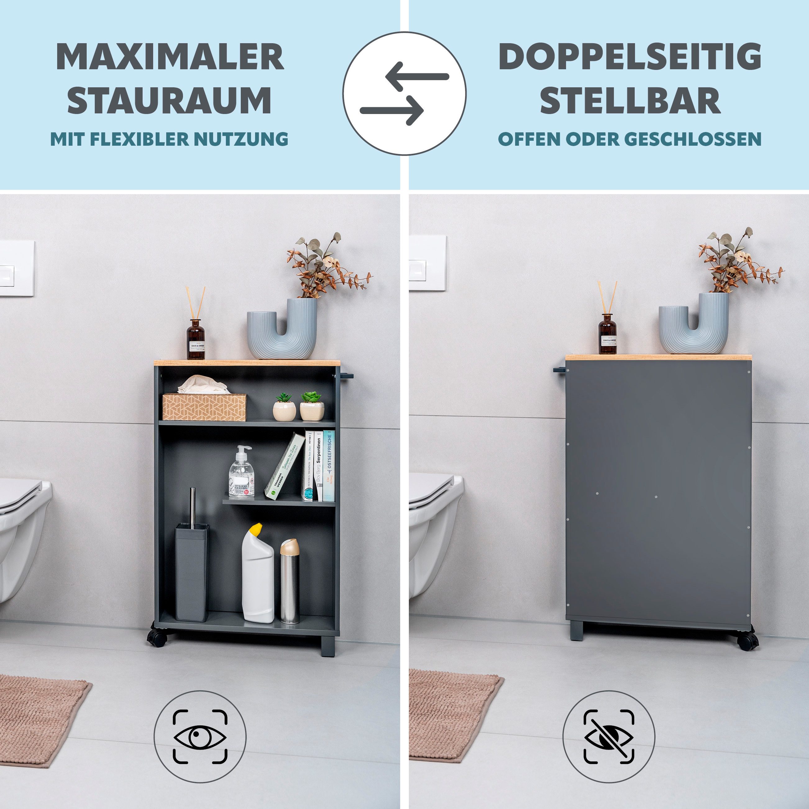 eluno Beistellwagen Bad-Rollwagen, Küchen-Nischenwagen, Bad-Organizer, 3 günstig online kaufen