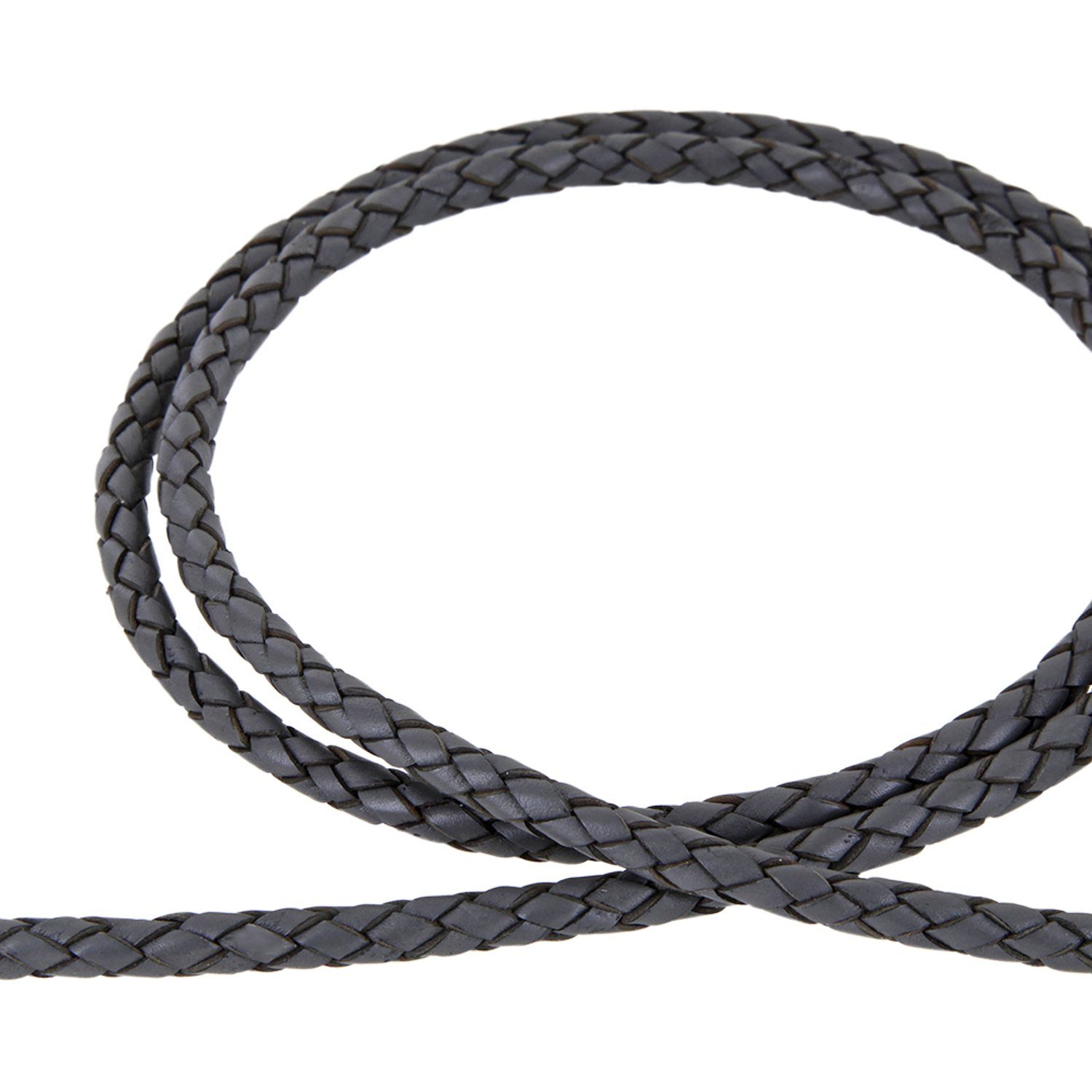 Auroris Bastelnaturmaterial 1m Lederband Lederschnur Lederriemen geflochten Durchmesser 5mm, (Farbe wählbar)