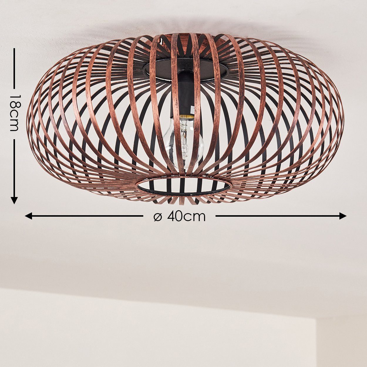 hofstein Deckenleuchte »Aidone« Deckenlampe aus Metall in Kupfer, ohne Leuchtmittel, E27, Spot m. Gitter u. Lichteffekt an der Decke
