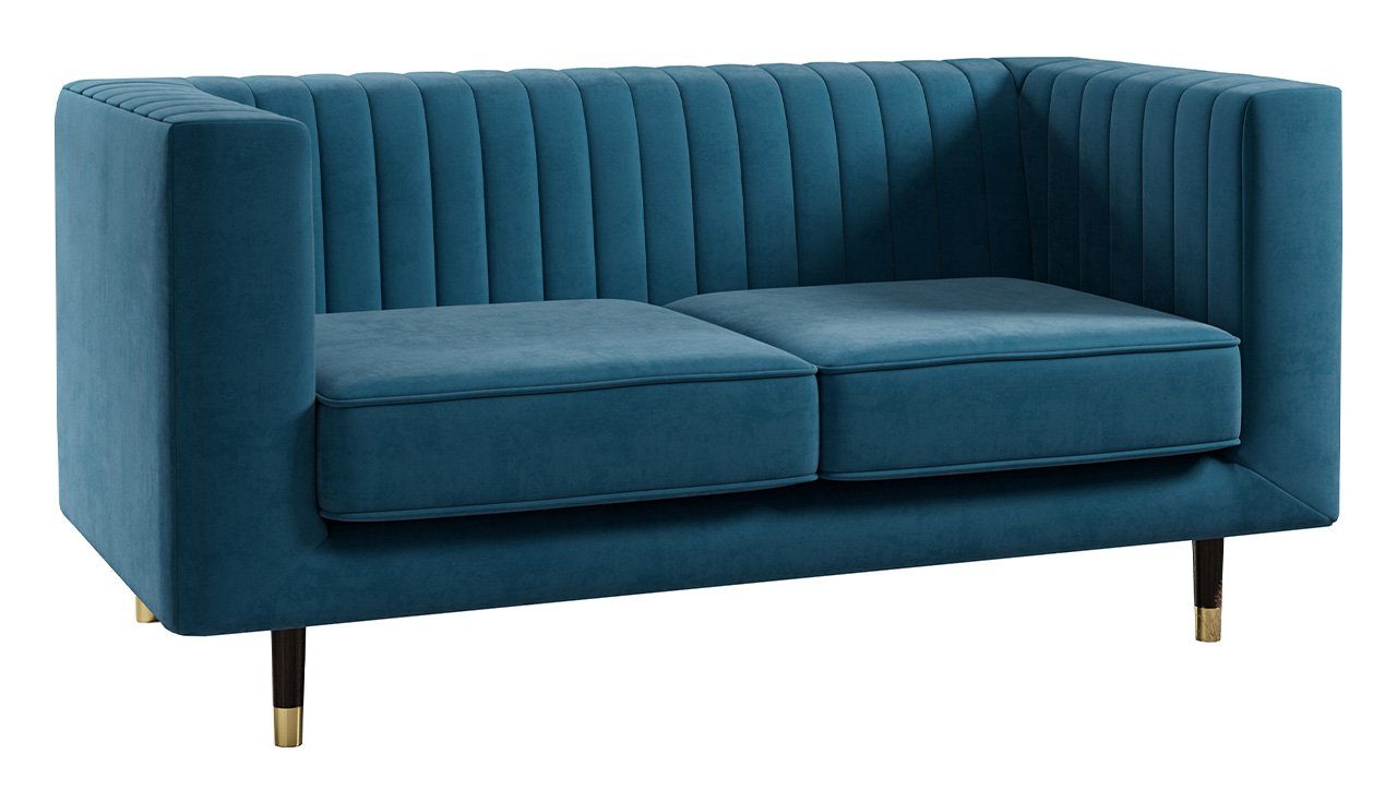MKS MÖBEL Sofa ELMO 2, hohen Blau Ein Stil, Kronos Zweisitzer-Sofa, Modern freistehendes Metallbeinen