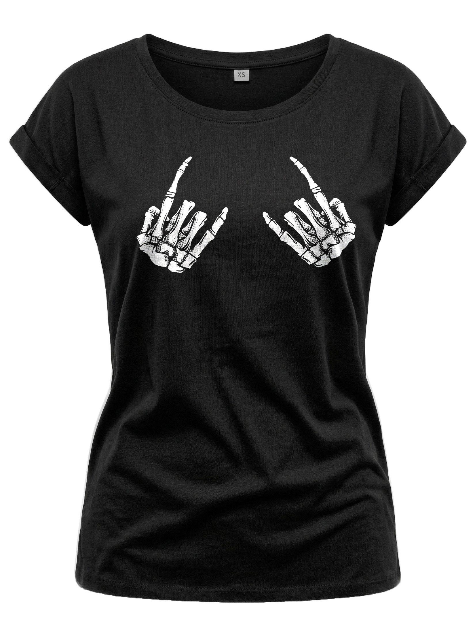 MAKAYA Print-Shirt Rockige T-Shirts Damen Oberteile Kleidung Skull Metal Hard Rock Motiv große Größen