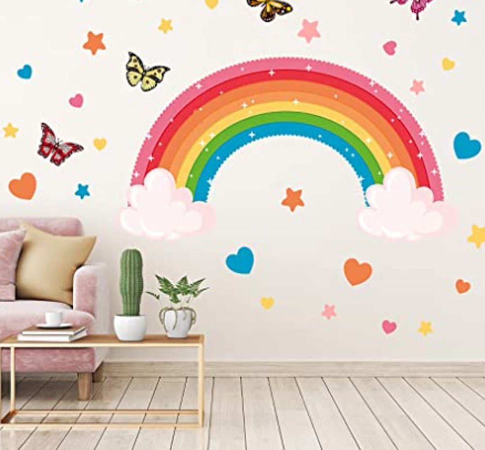 SCHUTA Wandsticker Große Regenbogenwandabziehbilder Aquarell Mädchen Zimmer  Wall