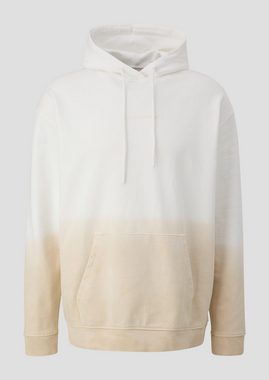 QS Sweatshirt Sweatshirt mit gummiertem Schriftprint Label-Patch, Dip Dye