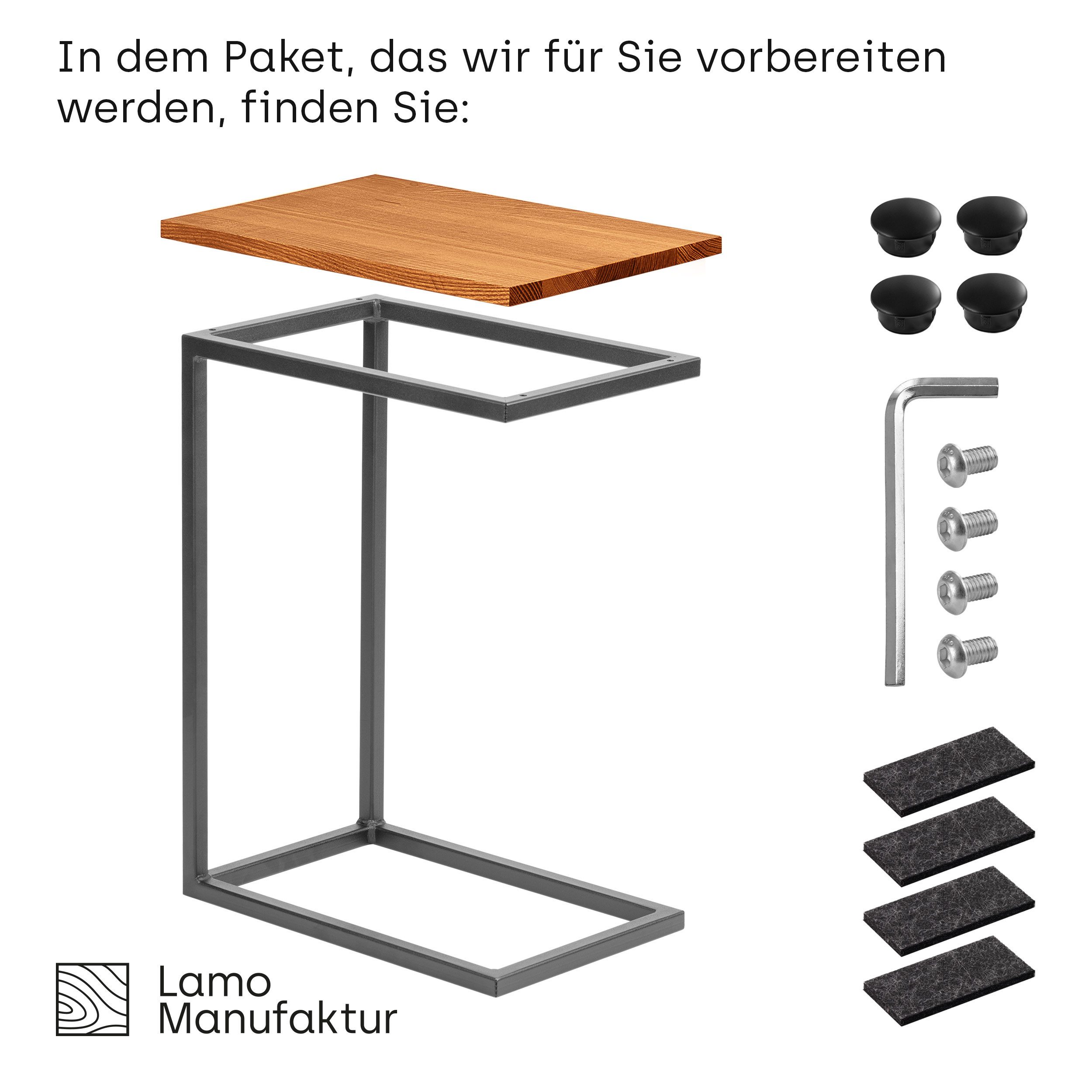 LAMO Manufaktur Beistelltisch Massivholztischplatte Laptoptisch Sofatisch günstig online kaufen