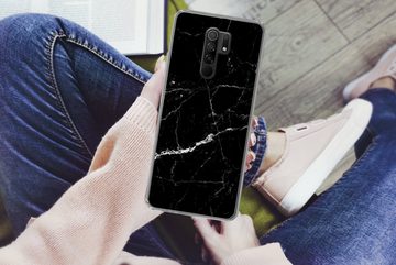 MuchoWow Handyhülle Marmoroptik - Schwarz - Luxus, Phone Case, Handyhülle Xiaomi Redmi 9, Silikon, Schutzhülle