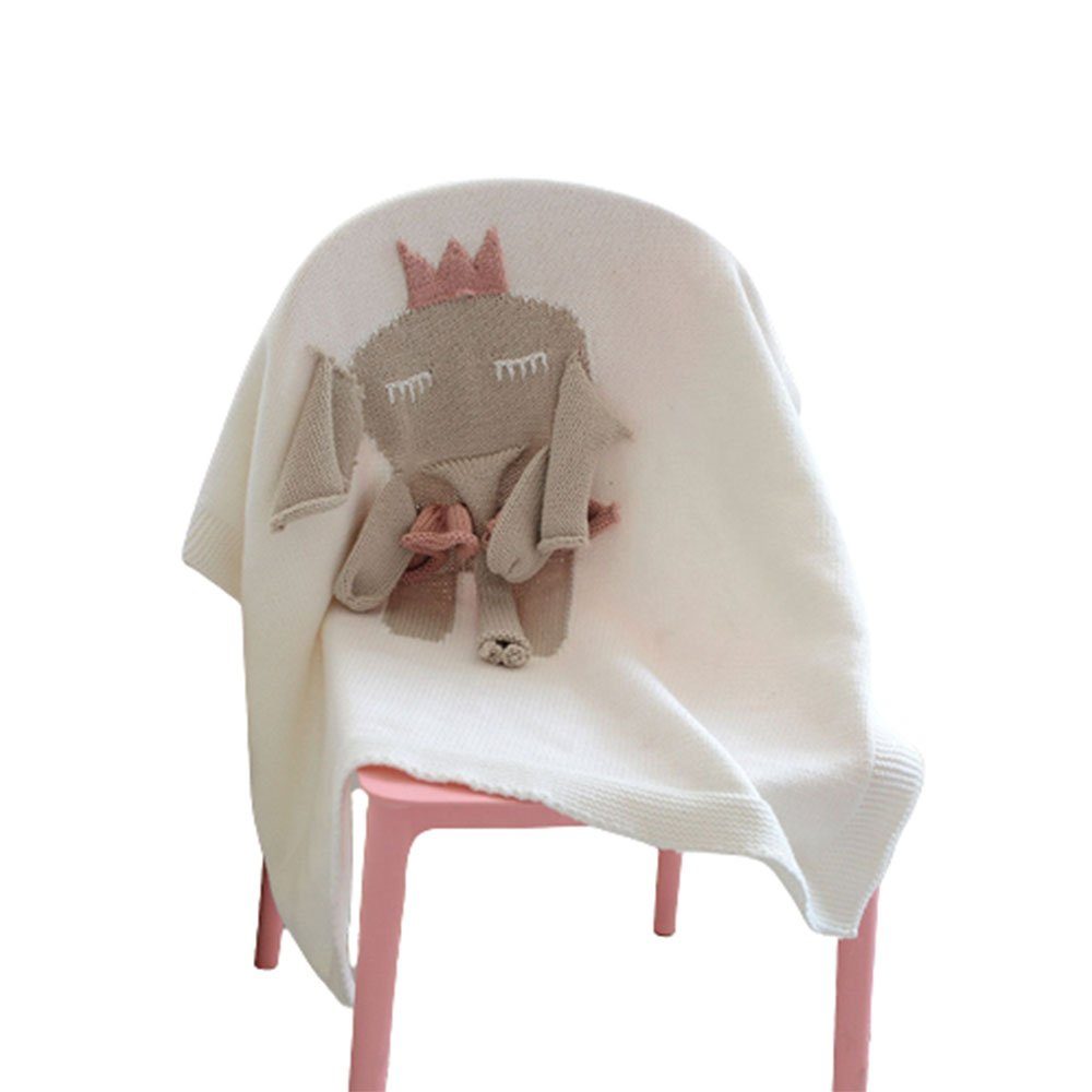 Kinderdecke Babydecken aus weicher Baumwolle mit Stickerei Weiß 110*130 cm, FELIXLEO
