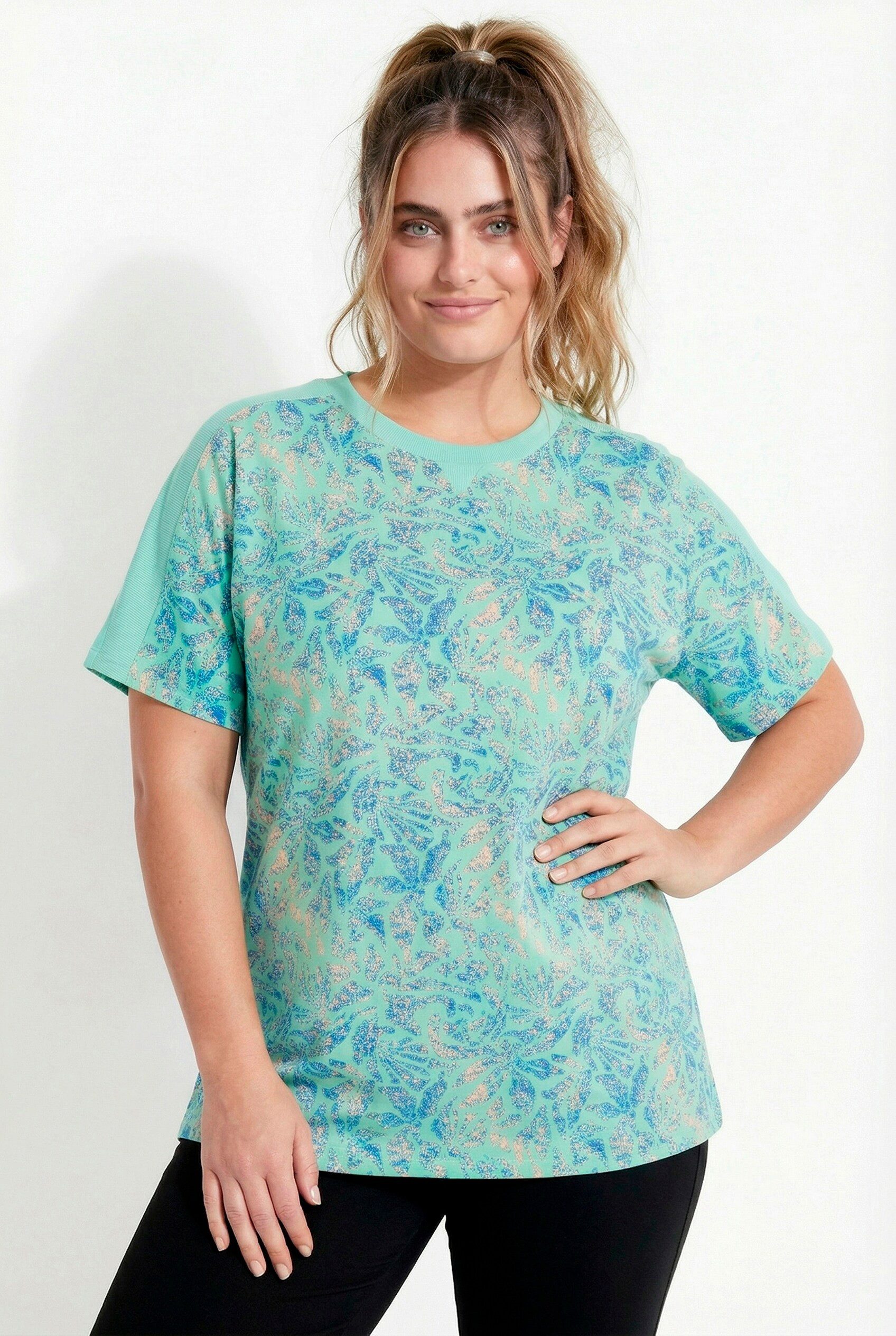 Ulla Popken T-Shirt Funktions-Shirt Korallen Rundhals Halbarm