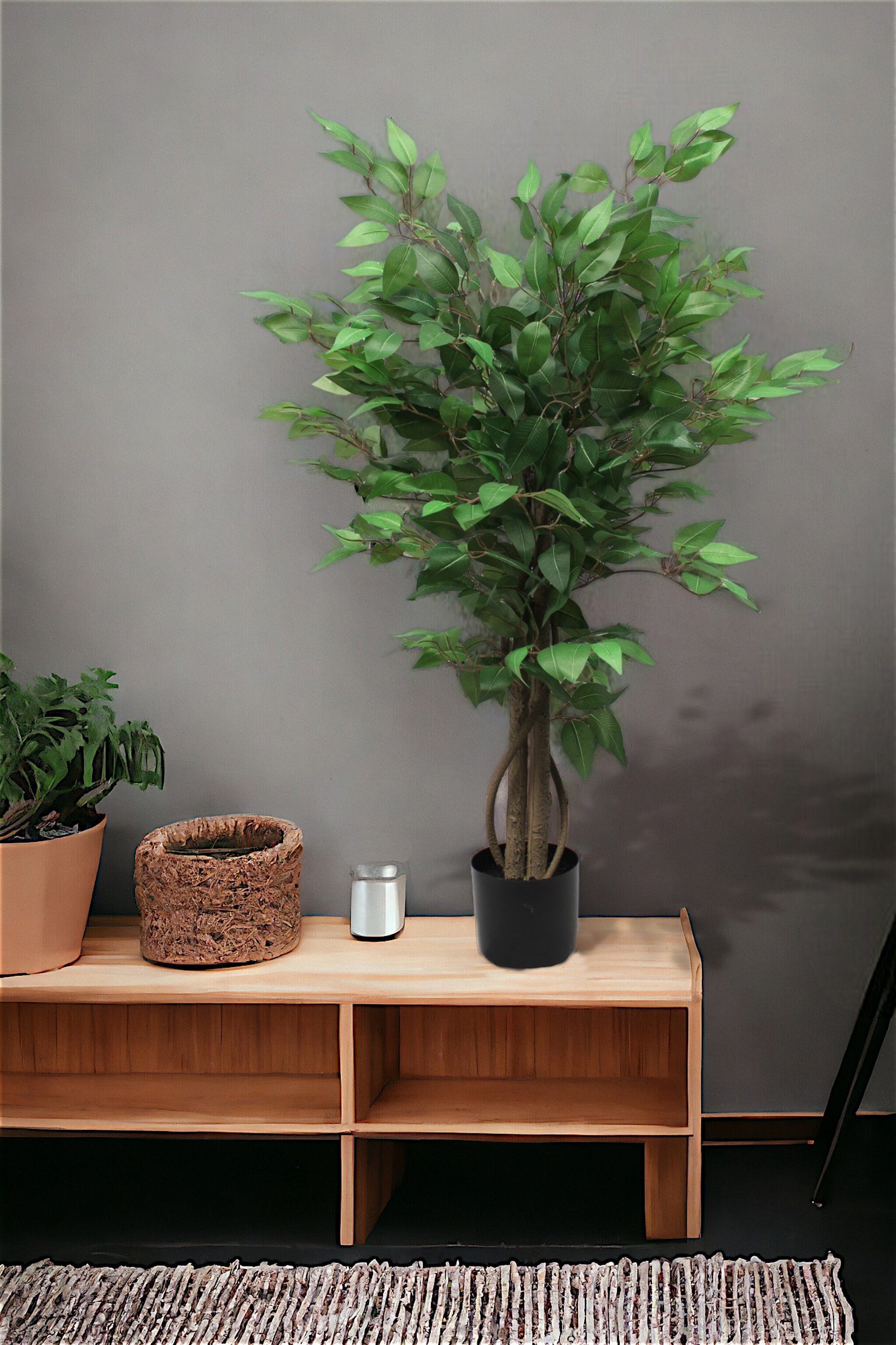 Kunstpflanze künstlicher cm, echt wie 110 Topf real-Touch 110 im cm Höhe Zimmerpflanze Ficus, Arnusa, Ficus Pflanze künstlich