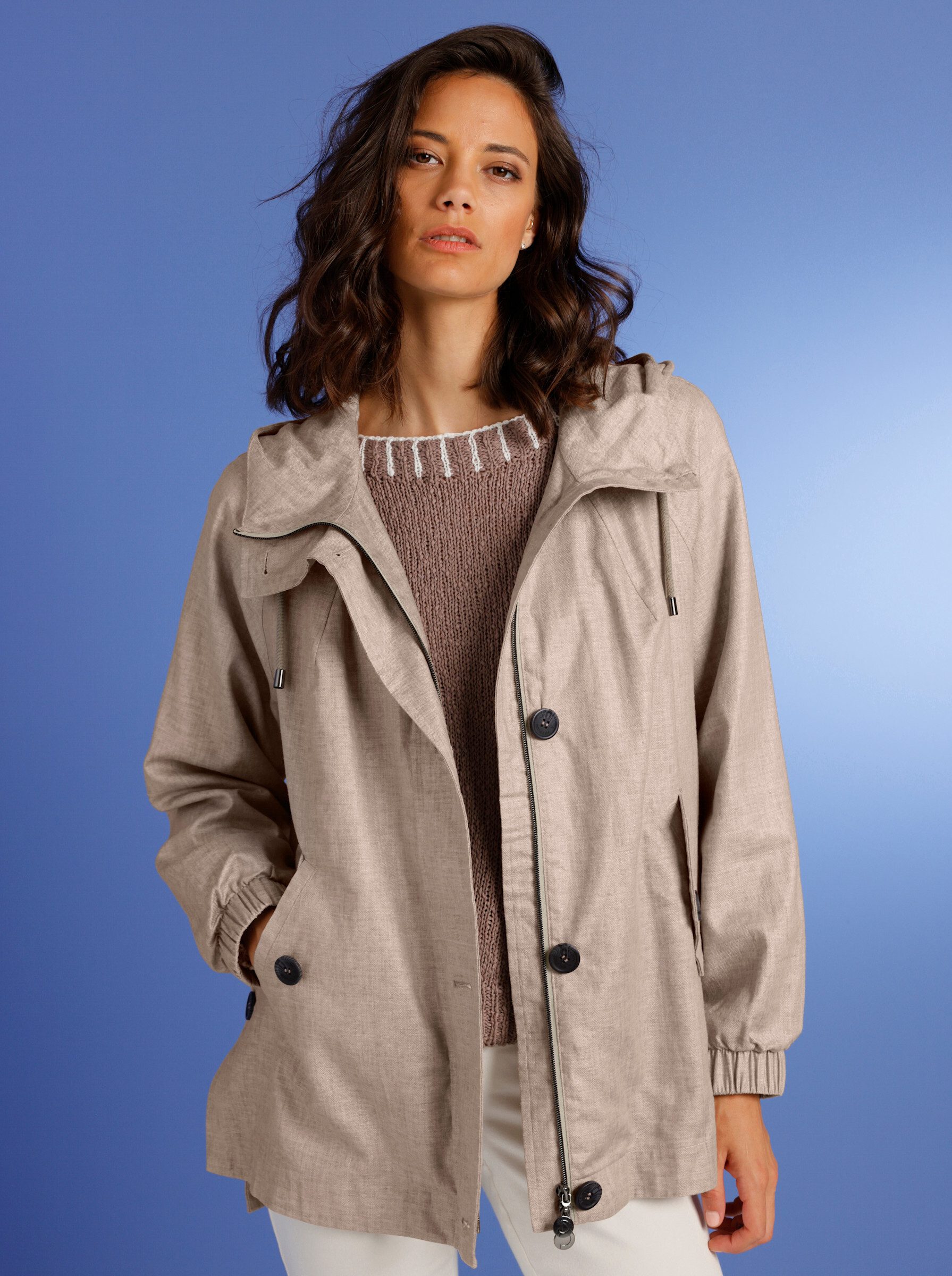 creation L Allwetterjacke Leinen-Viskose-Jacke Langarm