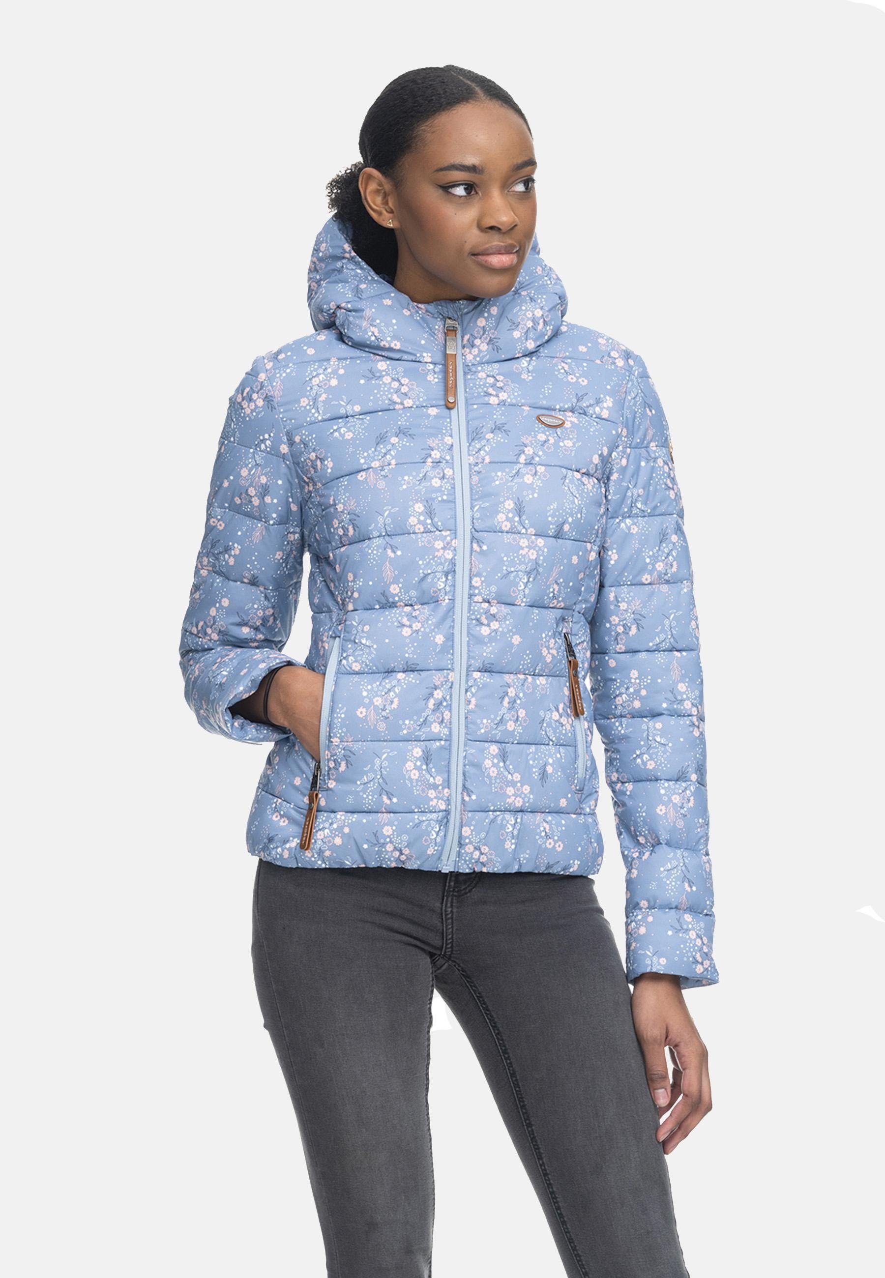 Steppjacke Winterjacke Geblümte Tiasa Kapuze Ragwear mit hellblau