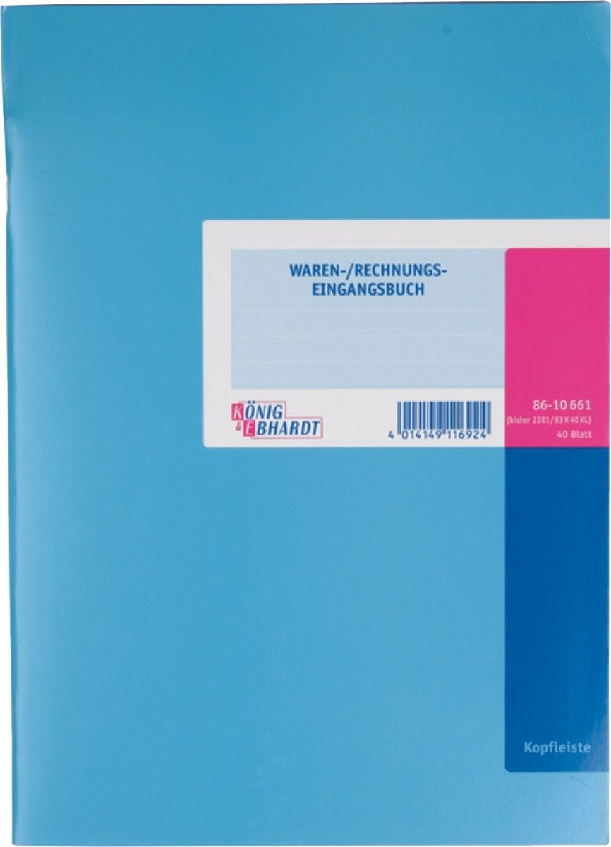 Formularblock Waren-und Rechnungs-Eingangsbuch A4 mit Kopfleiste 40 Blatt hellblau