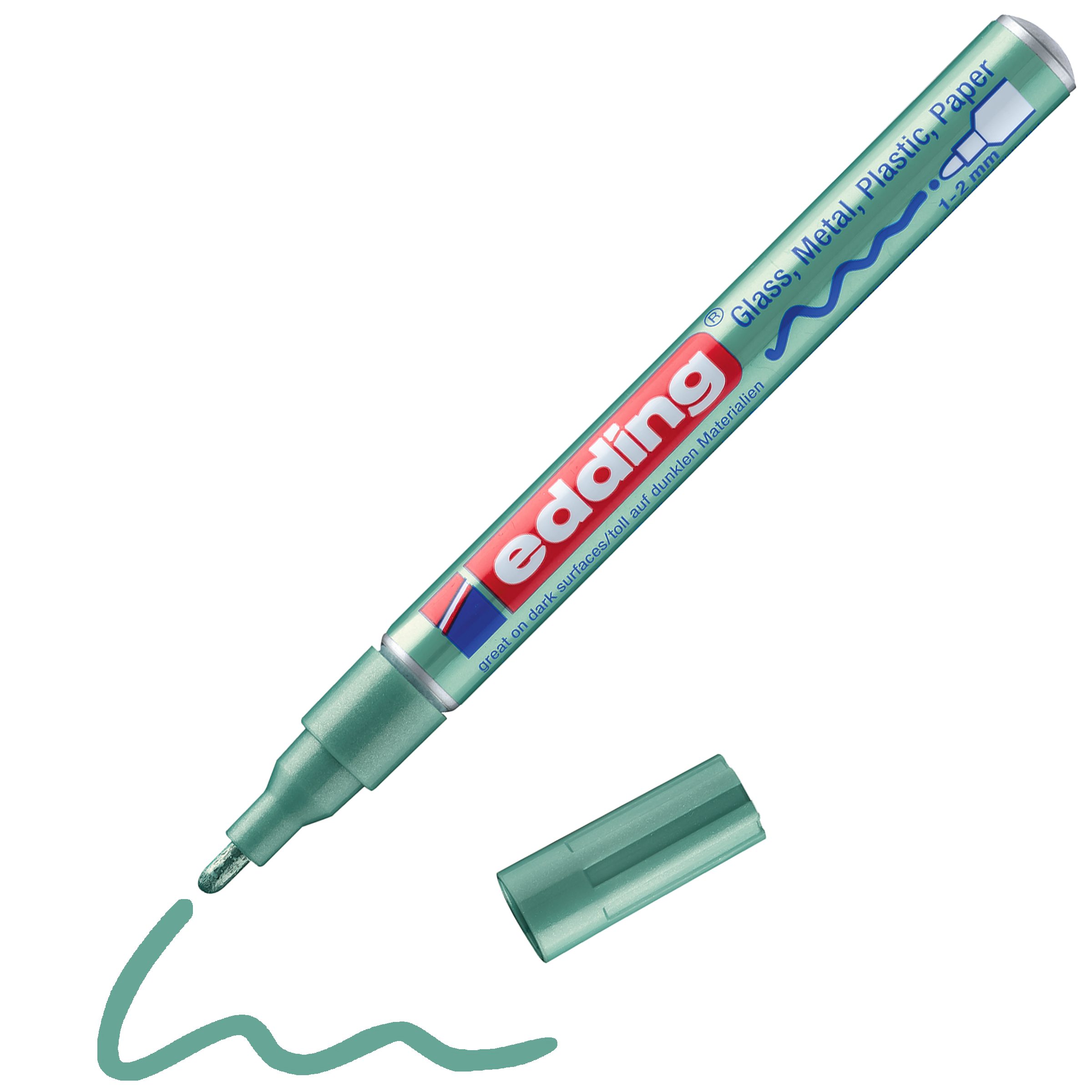edding Lackmarker Glanzlack-Marker 751 creative rund grün metallic, wasserfest und hitzebeständig bis 400