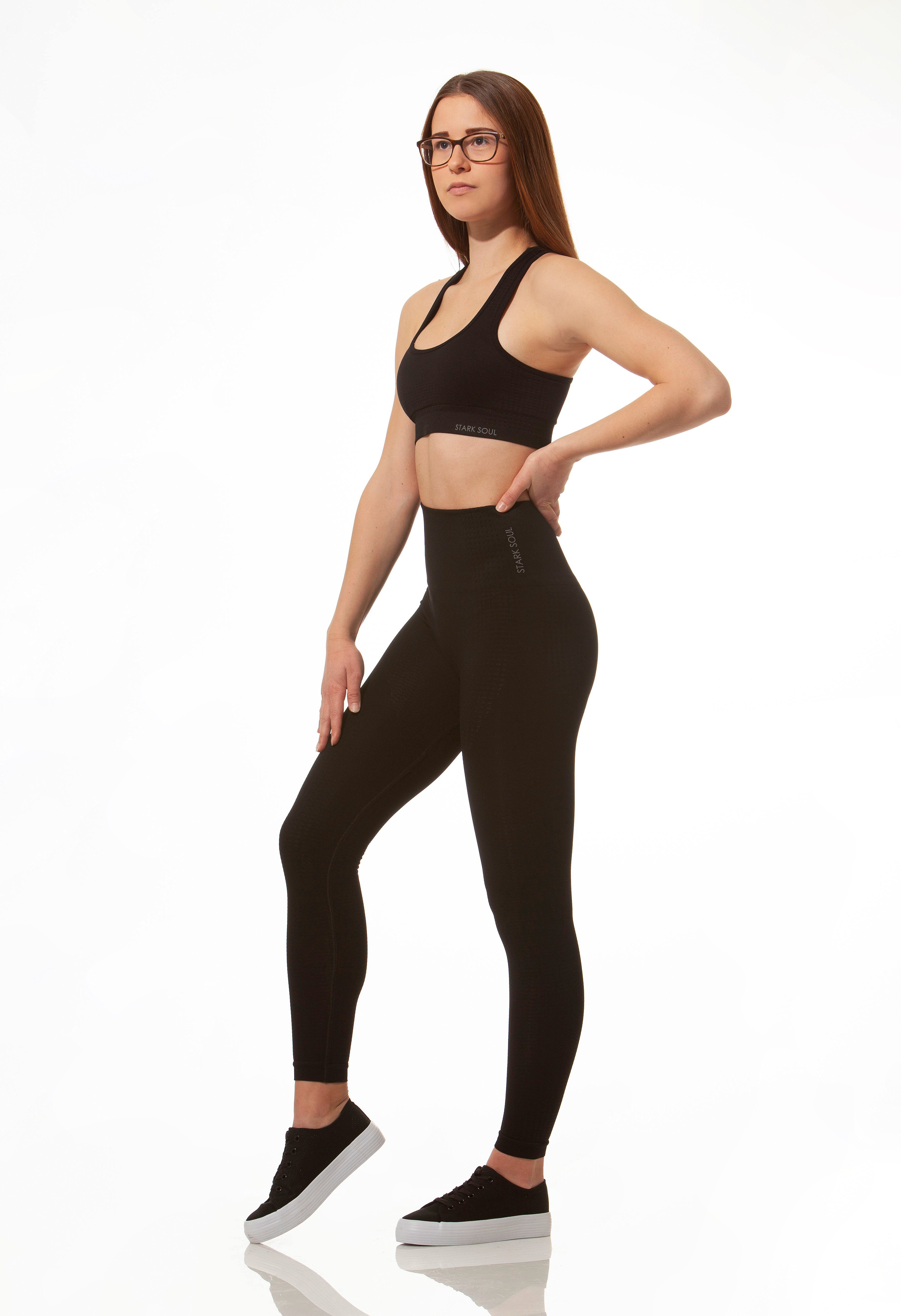 Stark Soul® Highwaist Leggings Sport Leggings "reflect" mit hohem breitem Bund