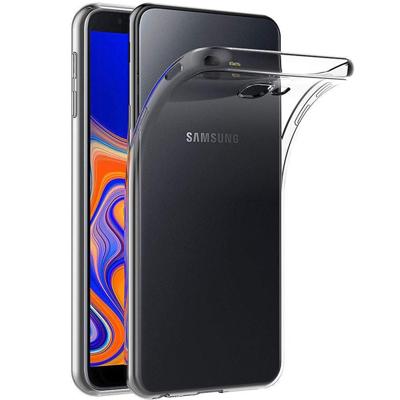 CoolGadget Handyhülle Silikon Handy Hülle Slim für Samsung Galaxy J4 Plus 6 Zoll, dünne TPU Schutzhülle Case in transparent / durchsichtig