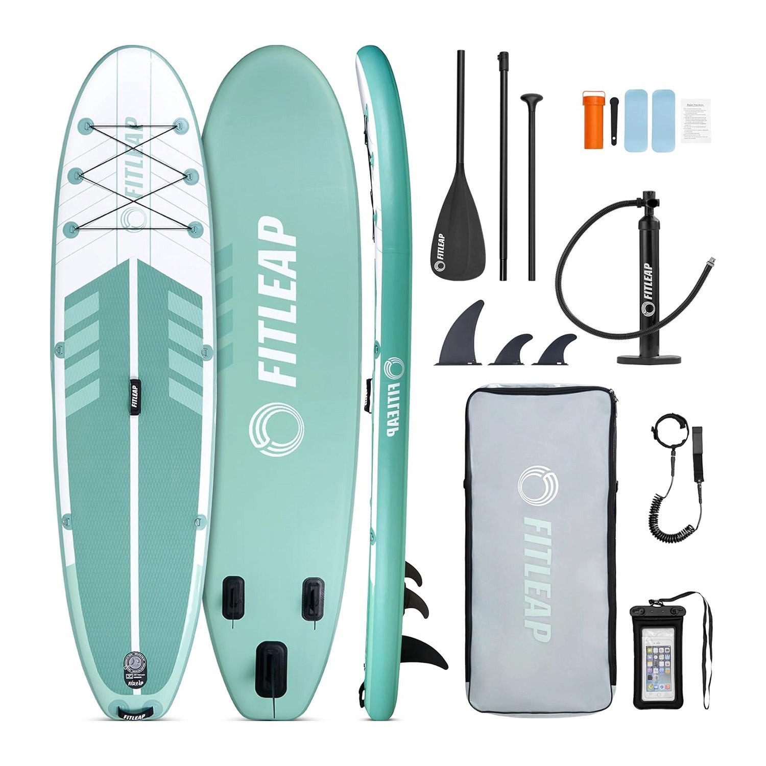 Fitleap Inflatable SUP-Board SUP Board Set mit Hochdruckpumpe, verstellbarem Paddel und Rucksack -…, Robustes Material, Komplettes SUP-Set, stabil, Leicht transportierbar