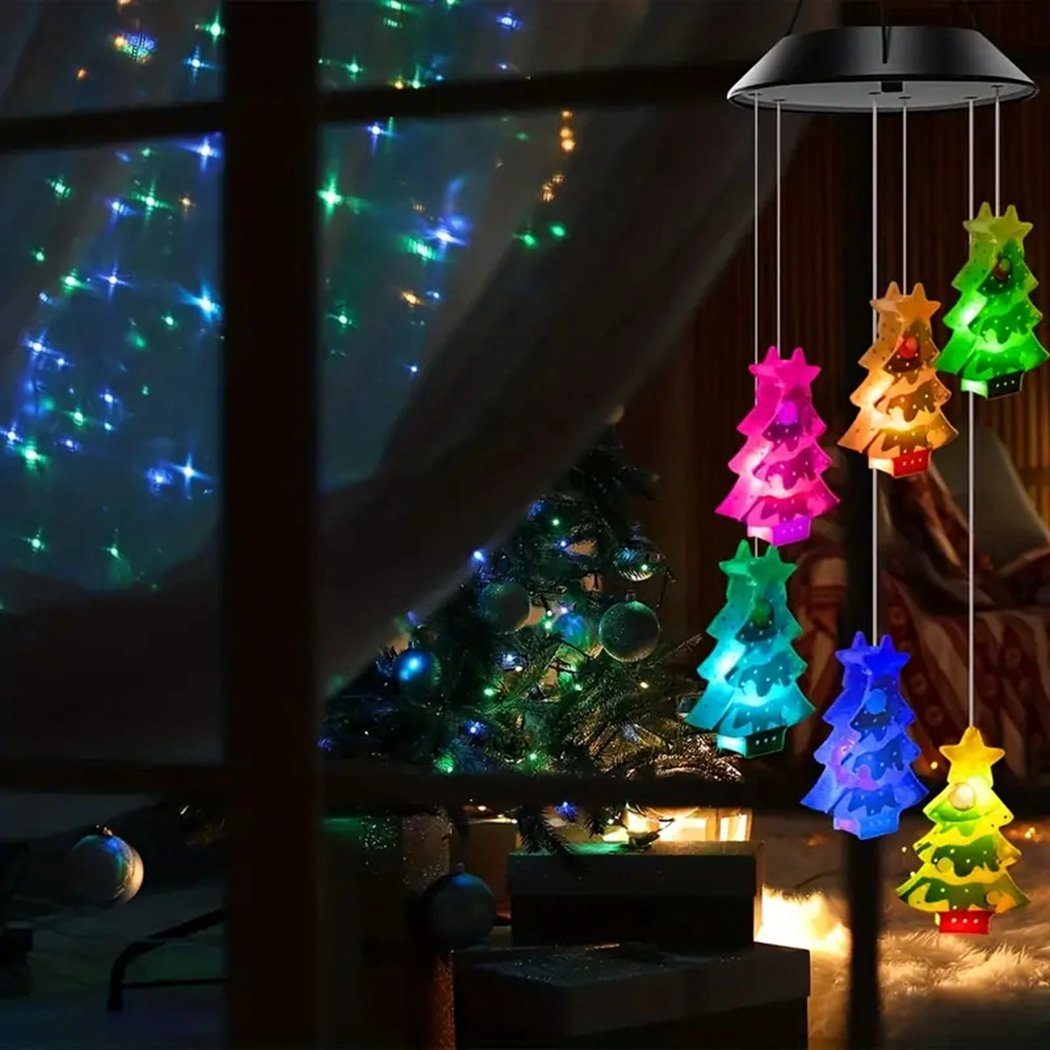 TUABUR LED Weihnachtsbaum-Solarwindspiellichter, Weihnachtsdekoration Solarleuchte Bunte