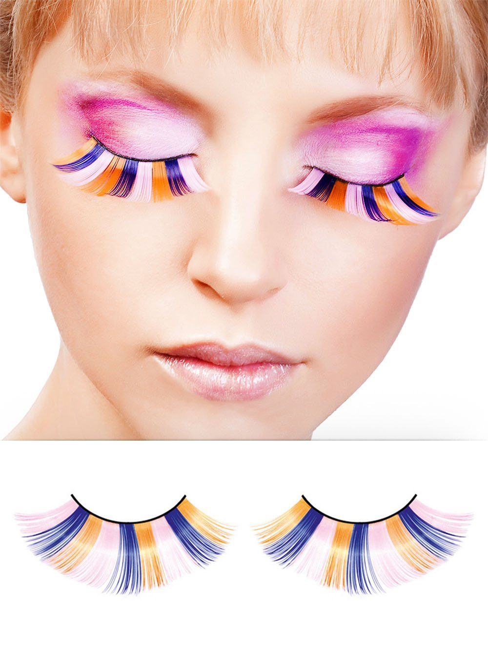 Metamorph Bandwimpern Macarena, Gelb-rosa-blaue Kunstwimpern