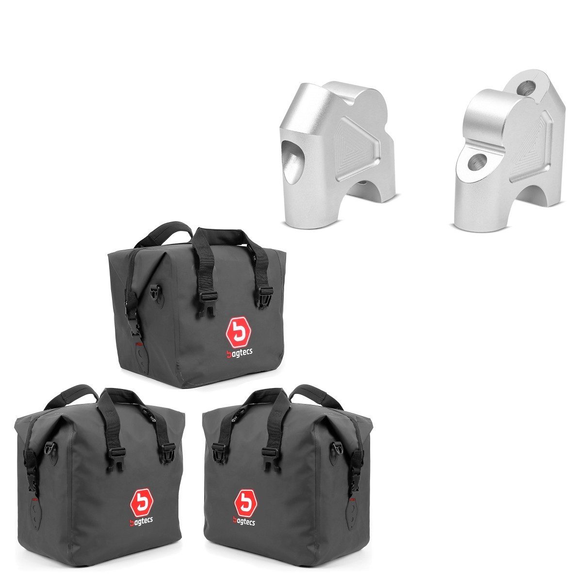 Bagtecs Reisetasche Lenkererhöhung 30mm + Innentaschen für Alu Koffer Topcase passend für