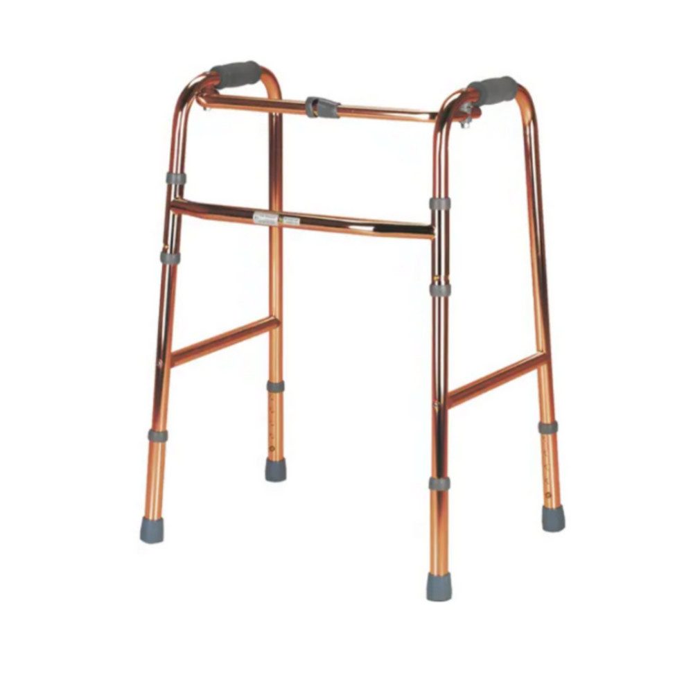 DocMed Gehstock Gehgestell Starr, zusammenklappbar, Vielfach höhenverstellbar, mit weichen und ergonomische Handgriffen, Stabile und leichte Mobilitätshilfe