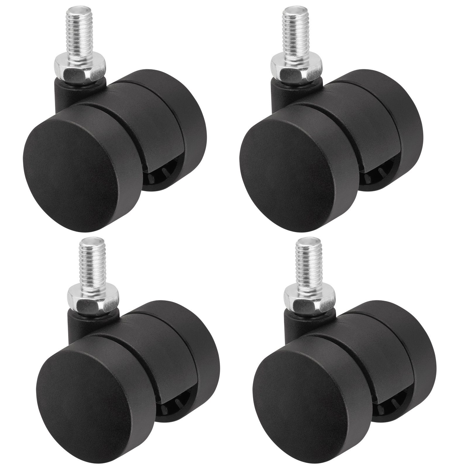 SO-TECH® Doppelrolle AACHEN Ø 35 mm Tragkraft pro Möbelrolle 40 kg, mit M8 Gewindestift, 4 Stück