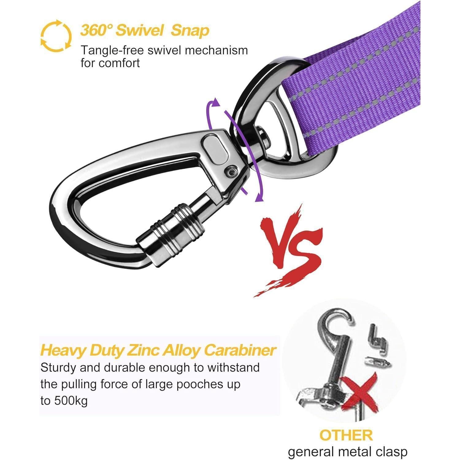 LuxusKollektion Autohundegeschirr Anschnallgurt Hund Auto Bungee Geschirr Clip Karabiner Lila