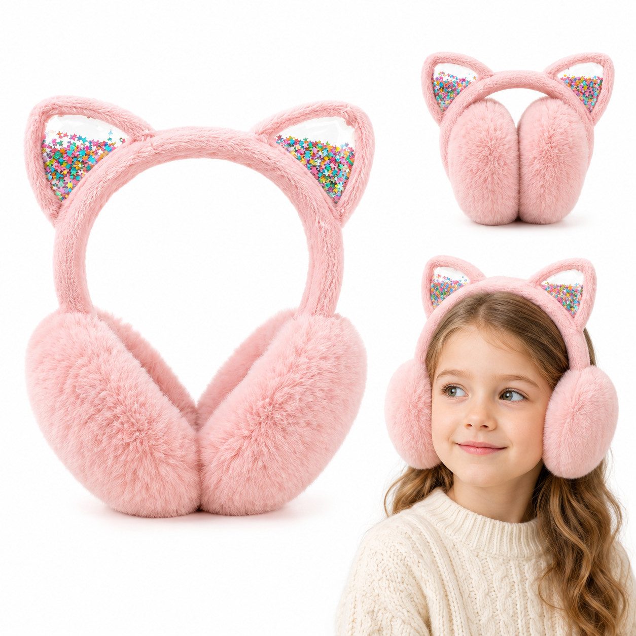 nsihing Ohrenmütze Kinder Ohrenmütze Winter, Flauschiger Ohrwärmer Faltbar Warmer Gehörschutz für Mädchen & Jungen, Outdoor Zubehör