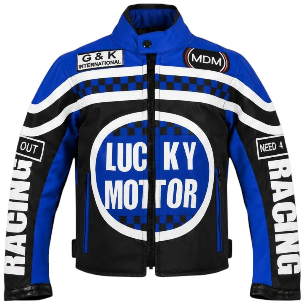 MDM Motorradjacke Kinder Motorradjacke Racing Stil mit Protektoren (Kinder Motorradjacke im Racing Stil mit Protektoren) Kinder Motorradjacke im Racing Stil, 500D Textil