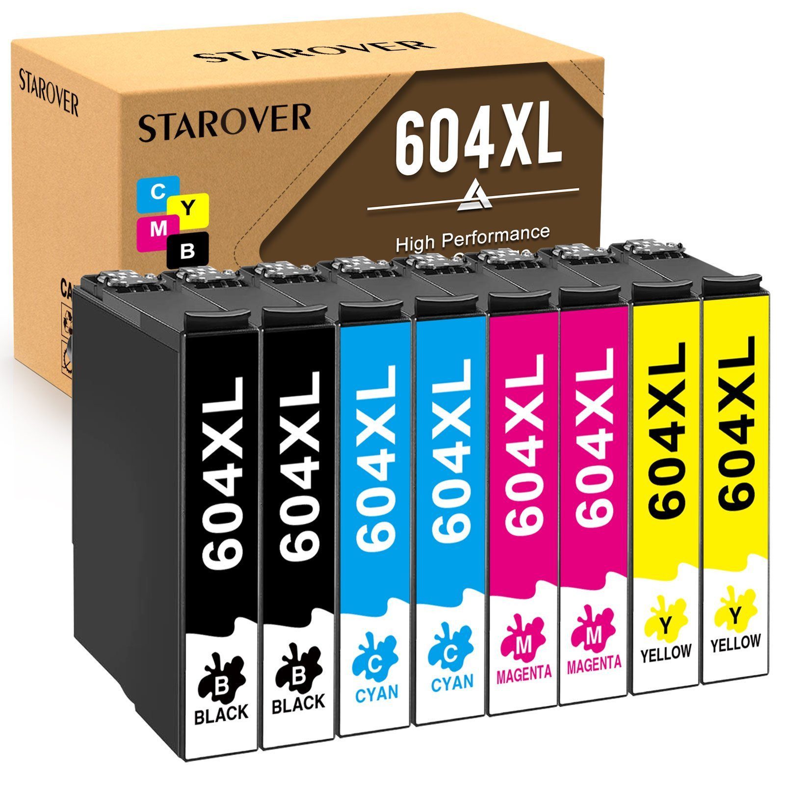 STAROVER 8er für EPSON 604 Druckerpatronen Multipack Tintenpatrone (XP-4200 XP-4205 XP-2200 XP-2205 XP-3200 XP-3205, WorkForce WF-2910DWF WF-2930DWF WF-2935DWF WF-2950DWF)