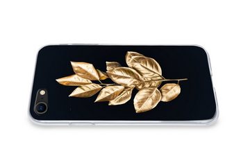 MuchoWow Handyhülle Pflanze - Blätter - Gold - Schwarz - Luxus, Handyhülle Apple iPhone 8, Smartphone-Bumper, Print, Handy Schutzhülle