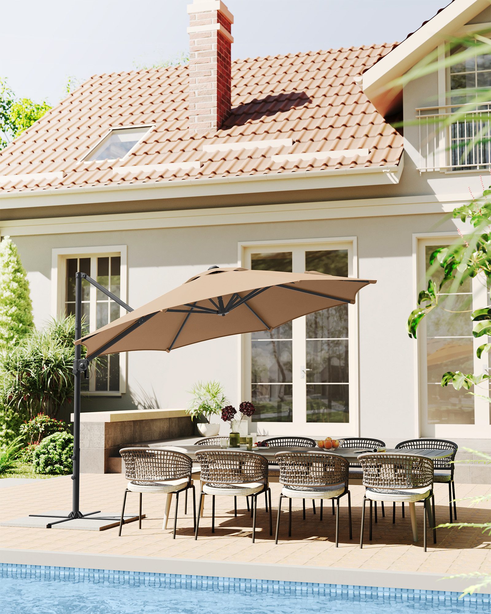 SONGMICS Sonnenschirm, Ampelschirm, ∅300cm, mit/ohne 28 günstig online kaufen