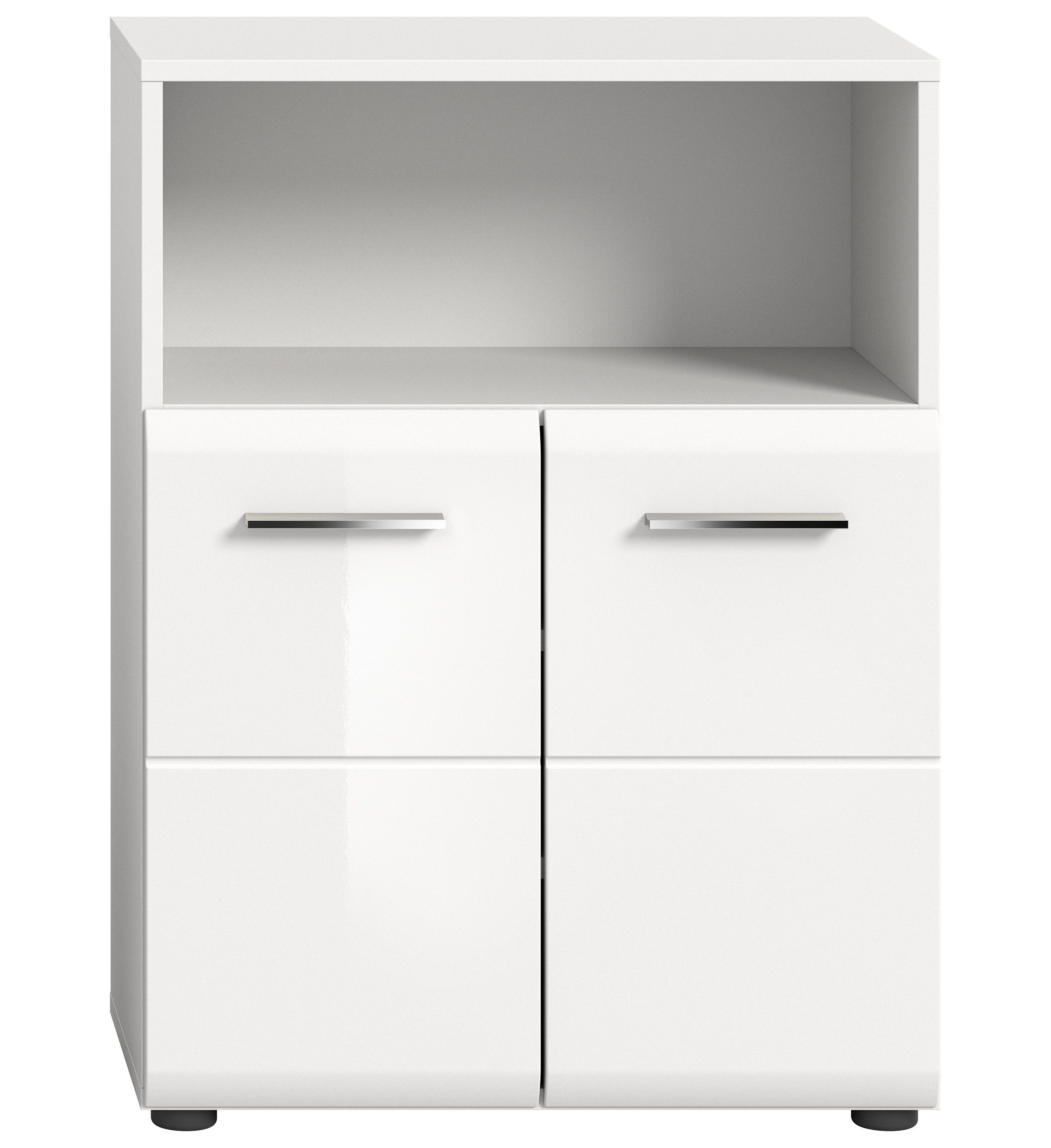 furnling Badkommode Standschrank Ivy, Midikommode mit 2 Türen & offenem Fach, MDF Front, Stauraumschrank Bad