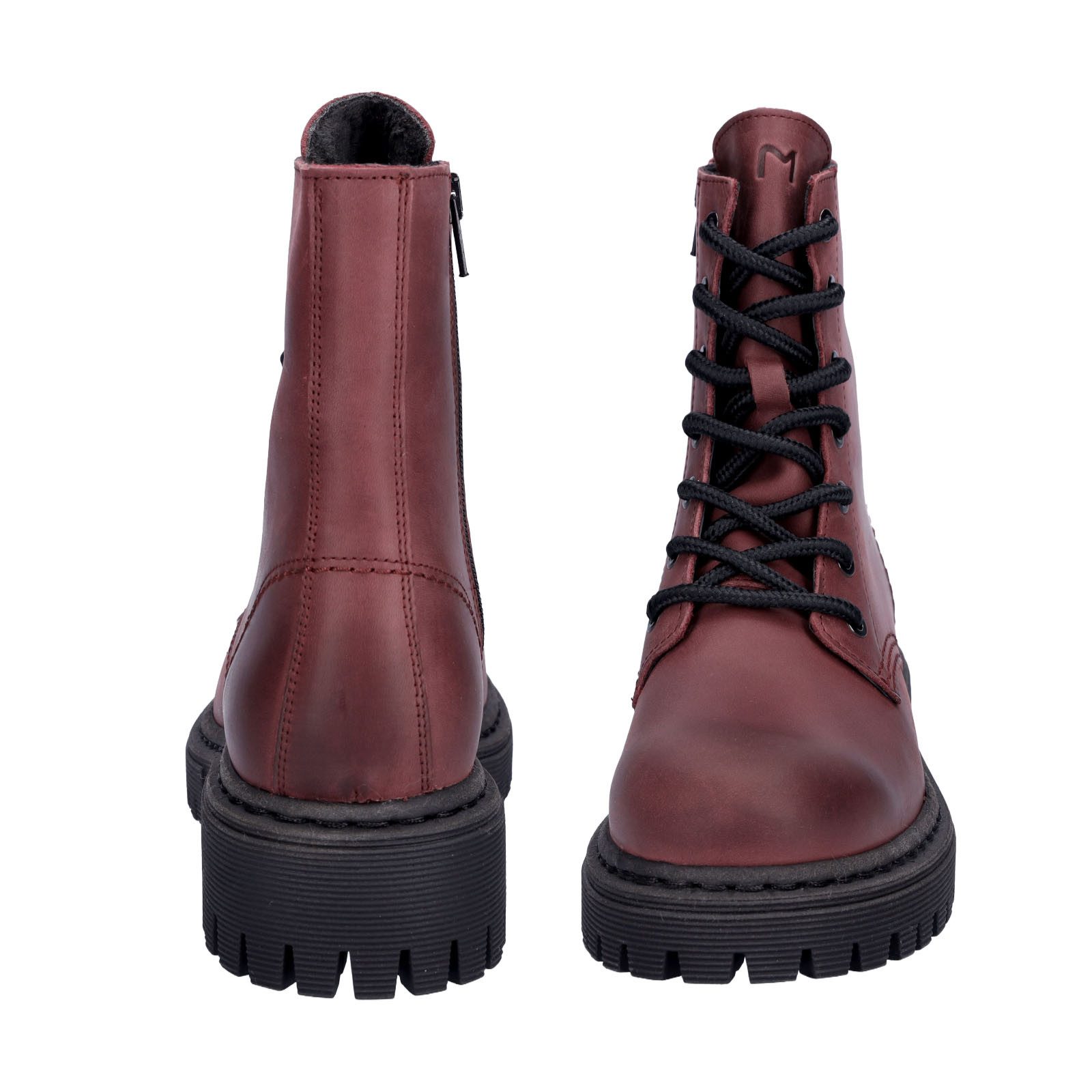 MIDS MISHA Damen Schnürboots Bordeaux, gewachstes Vollnarbenleder mit Velour-Innenfutter