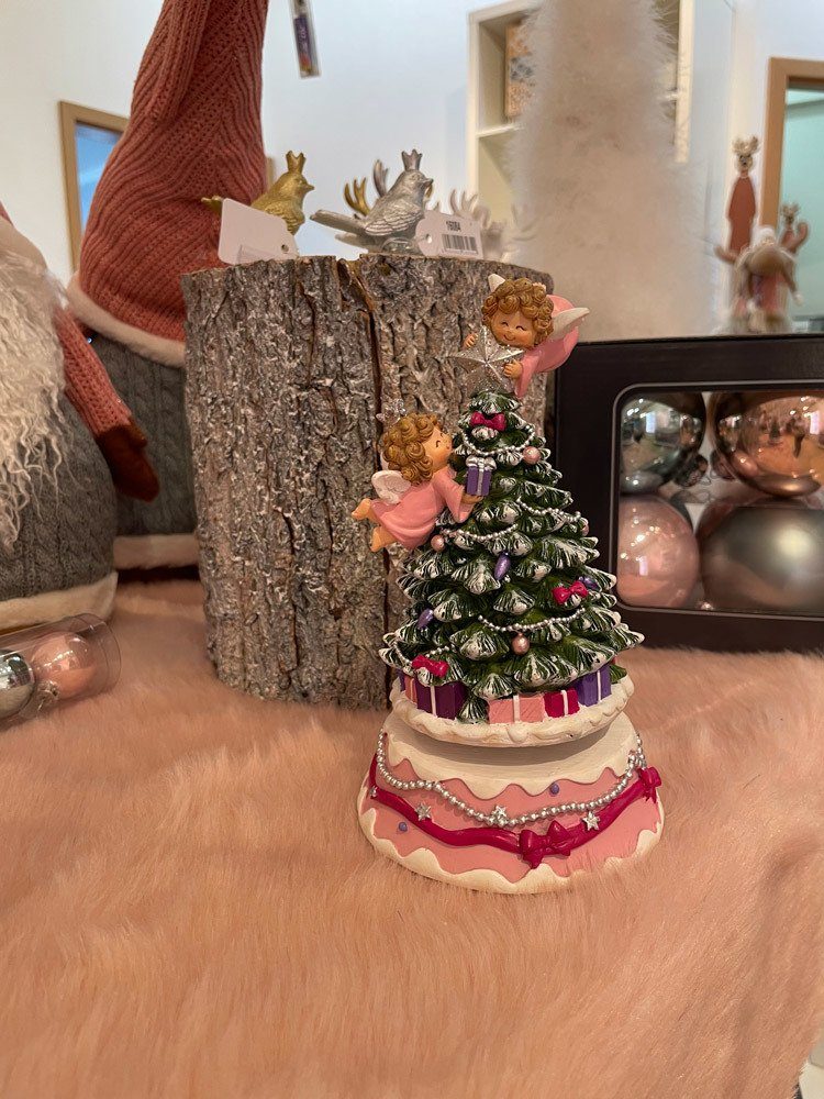 748 & Engeln 18cm, RIFFELMACHER Christbaumschmuck Weihnachtsbaum mit Rosa WEINBERGER Spieluhr