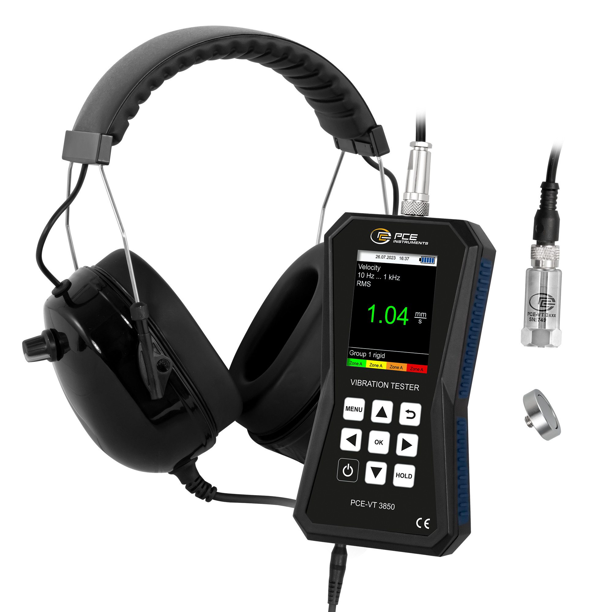 Spannungsprüfer PCE Instruments Beschleunigungsaufnehmer PCE-VT 3850