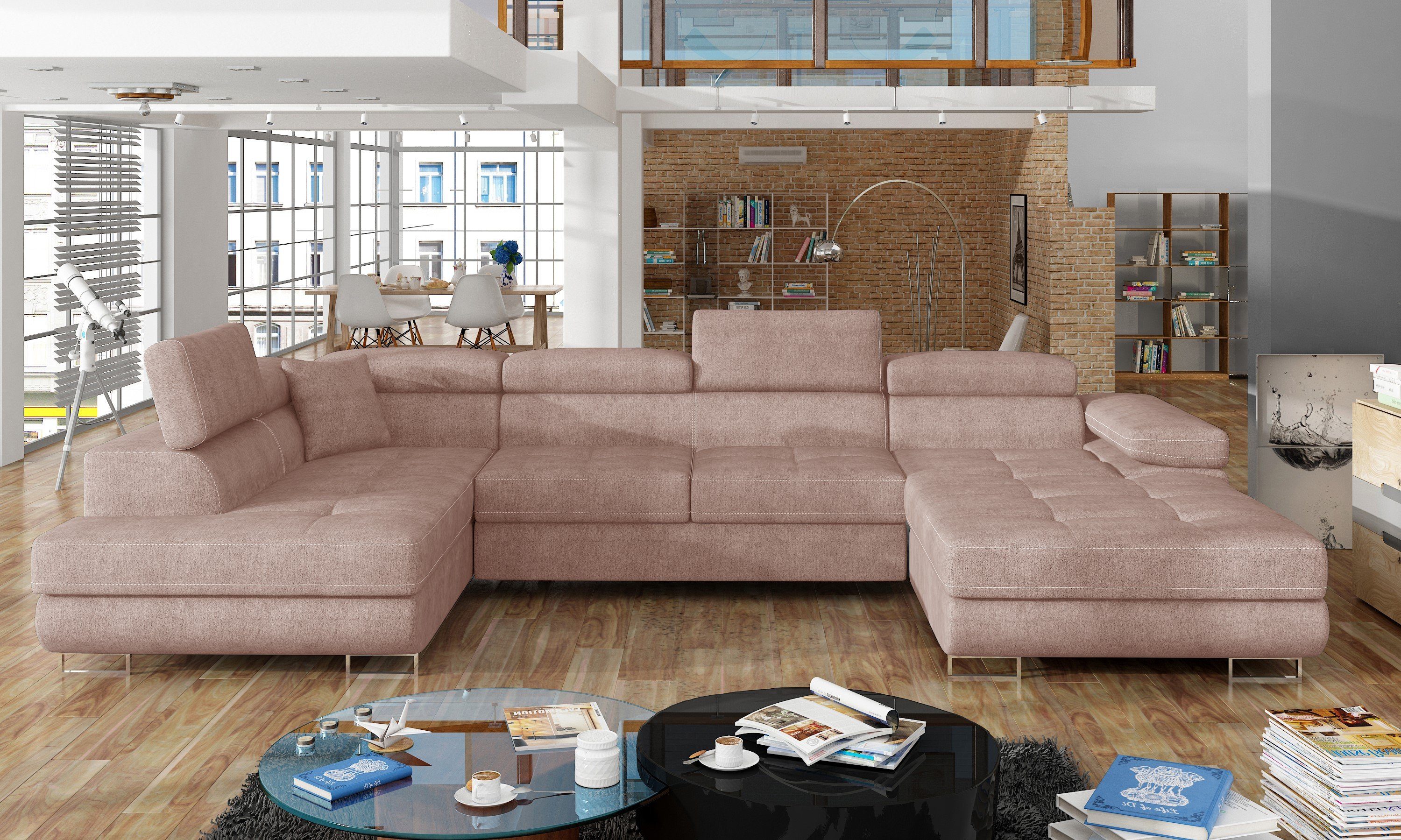 Best for Home Ecksofa Rodrigo, mit Bettfunktion, Bettkasten und verstellbaren Kopfstützen Omega 91