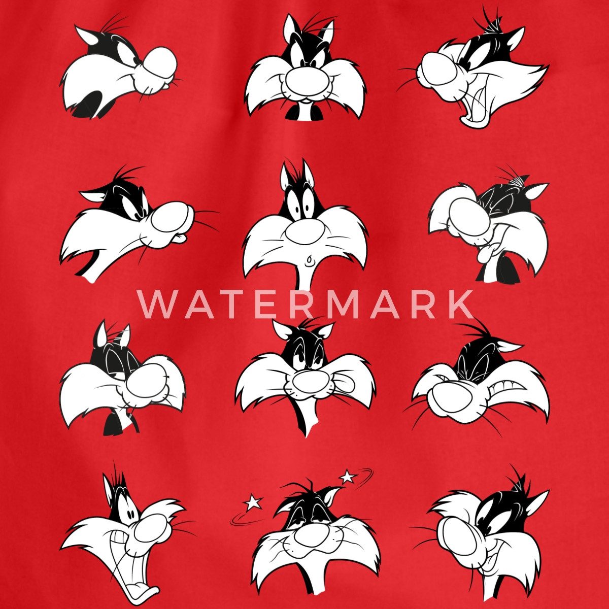 Spreadshirt Turnbeutel Looney Tunes Sylvester Charakter Gesichtsausdrücke Turnbeutel (1-tlg)