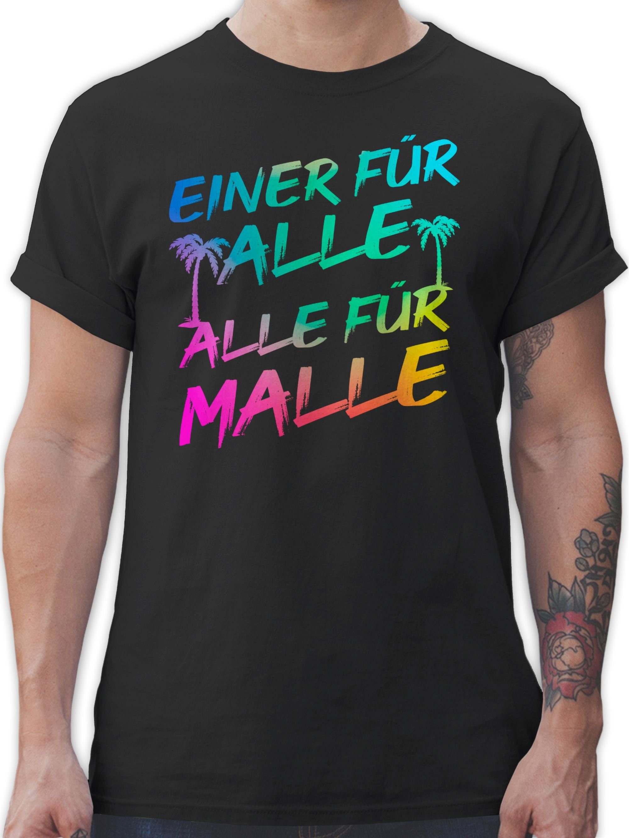 Shirtracer T-Shirt Malle für Alle - Einer für alle Alle für Malle Sommerurlaub Herren 01 Schwarz