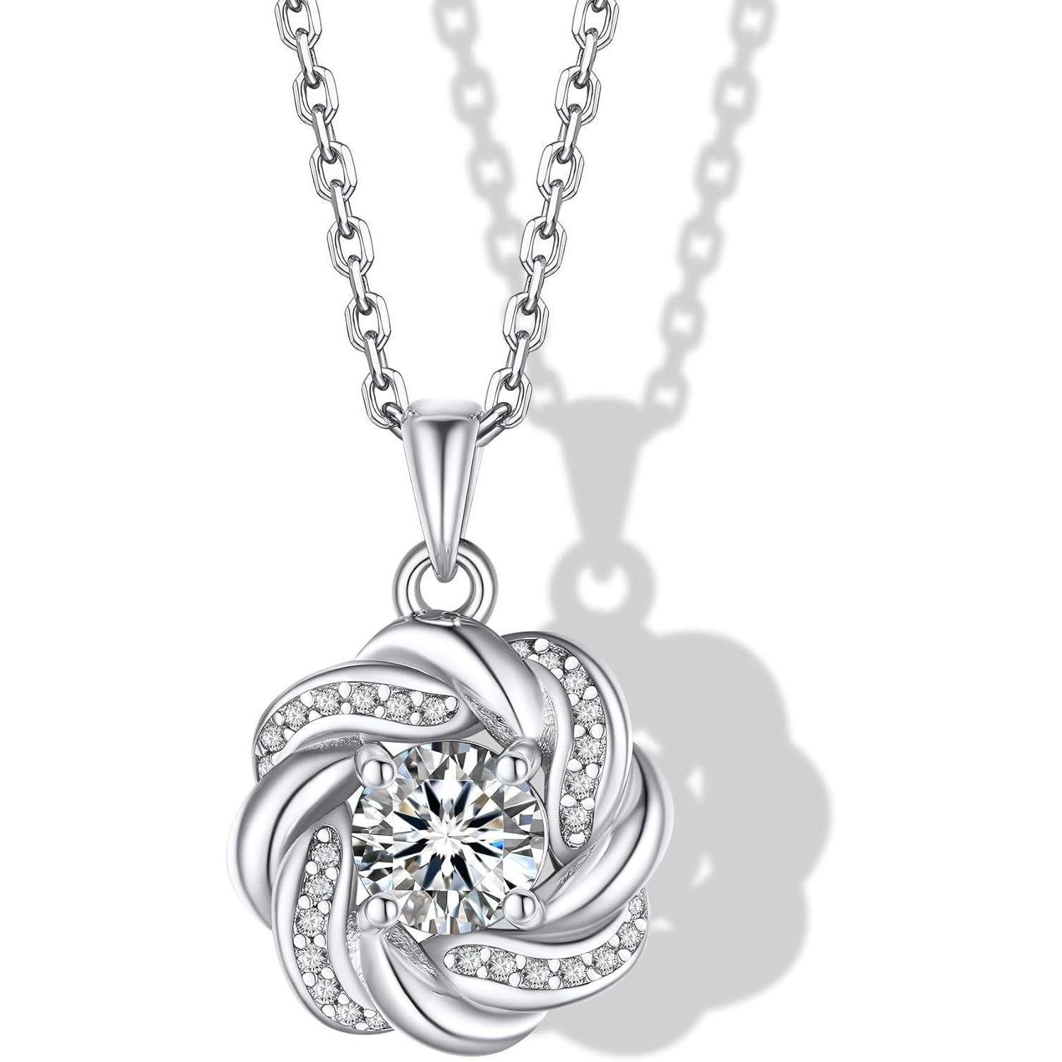 Kette mit Anhänger Silberkette Damen 925 Anhänger 1 Karat Moissanite Halskette Kette