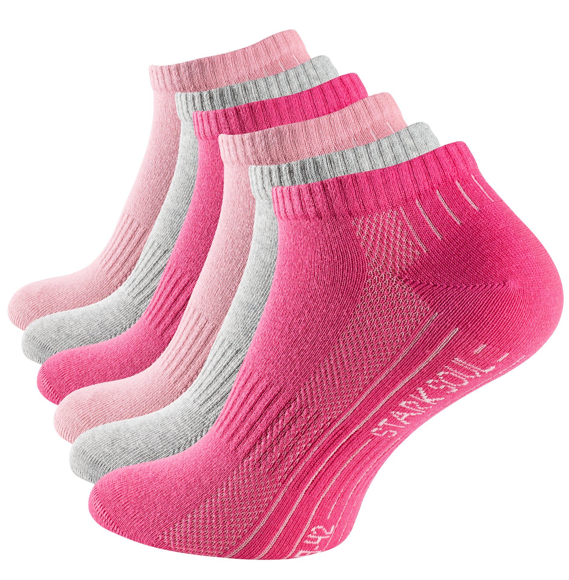 Unisex & 6 gekämmte Damen für Herren Mesh Baumwolle, Soul® Stark Socken Premium Qualität, Sneakersocken Sneaker Pink/Grau/Rosa Paar