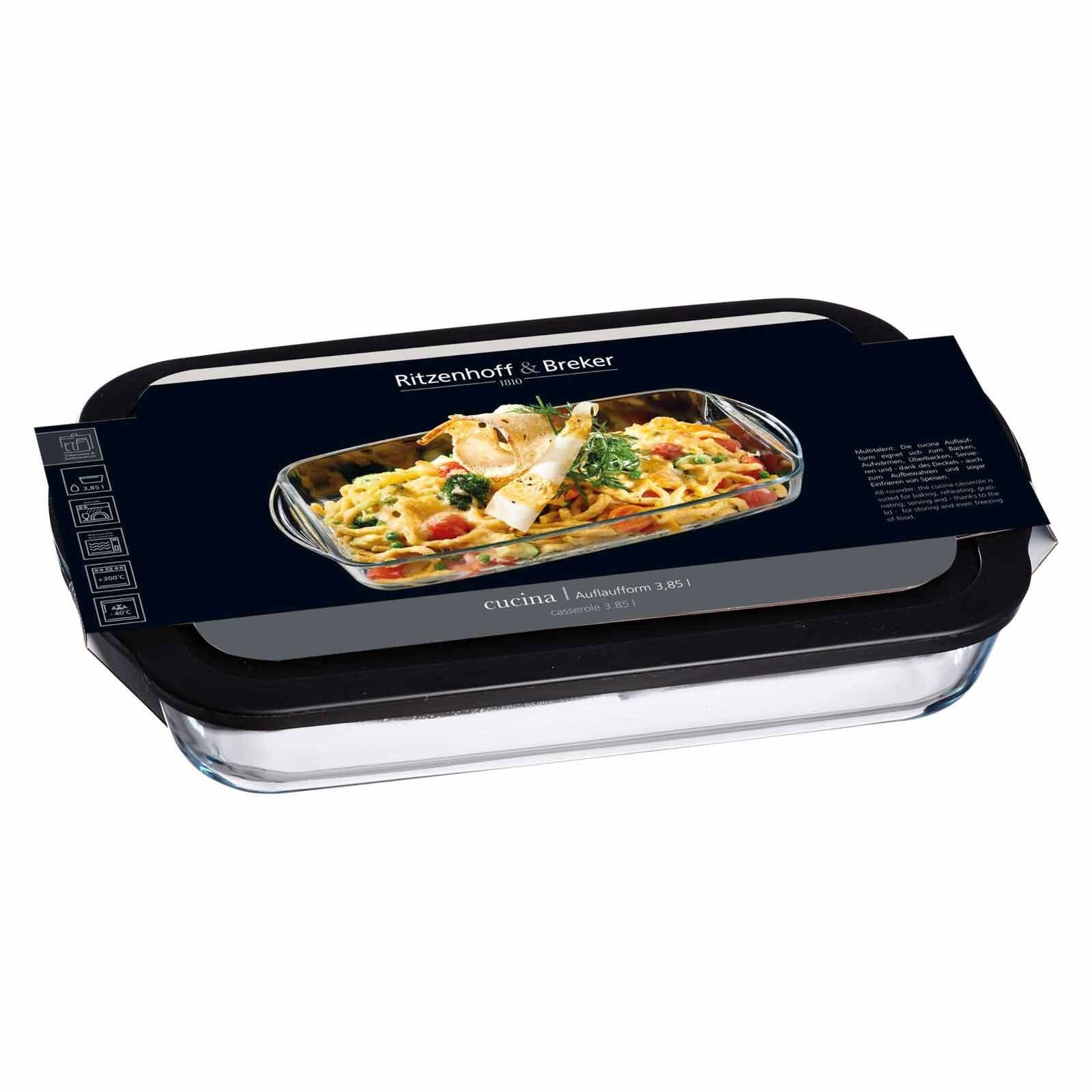 Ritzenhoff & Breker Auflaufform Cucina Auflaufform mit Frischhaltedeckel, Glas