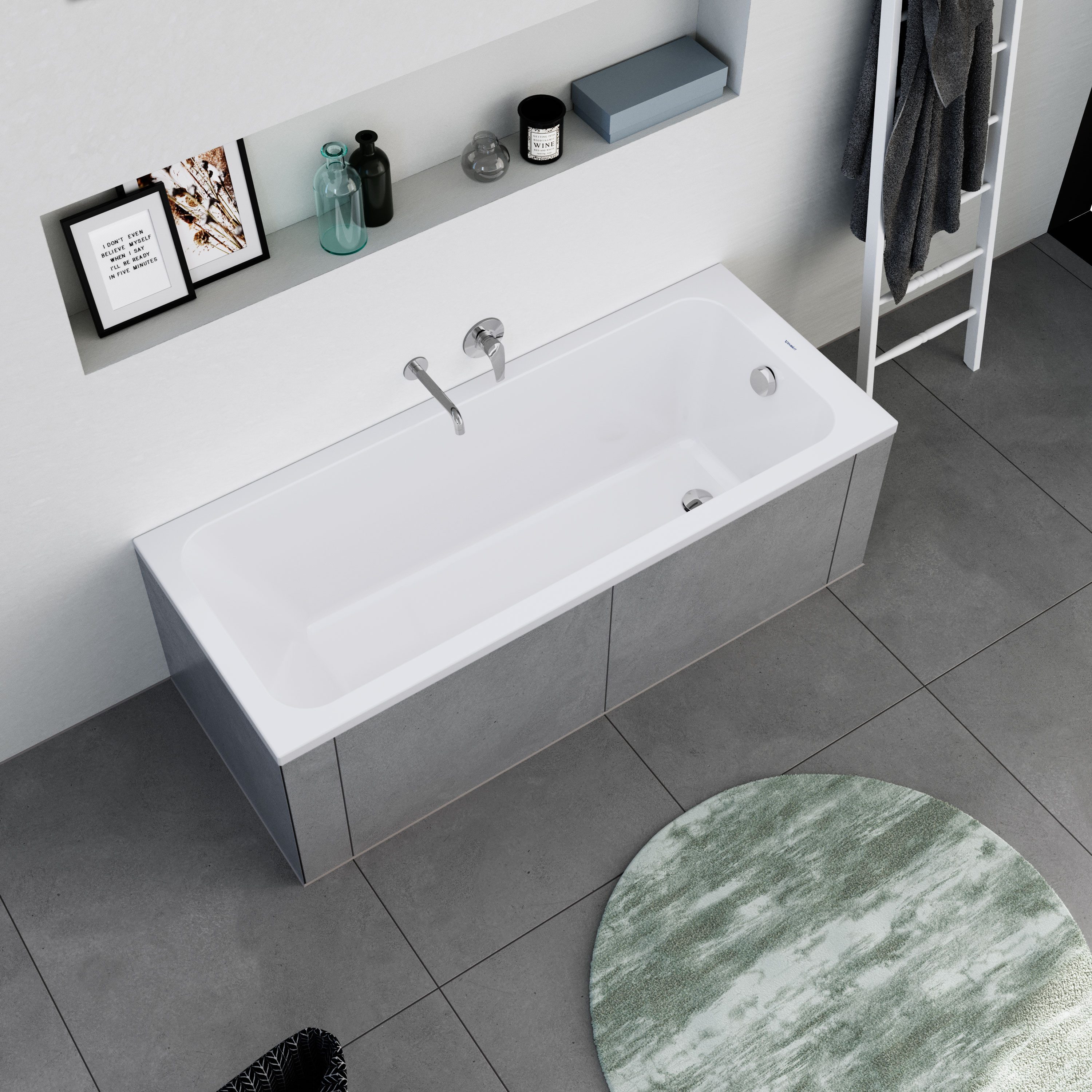 Duravit Badewanne DuraPecos, mit einer Rückenschräge, für Einbau, aus Sanitäracryl – Größe wählbar