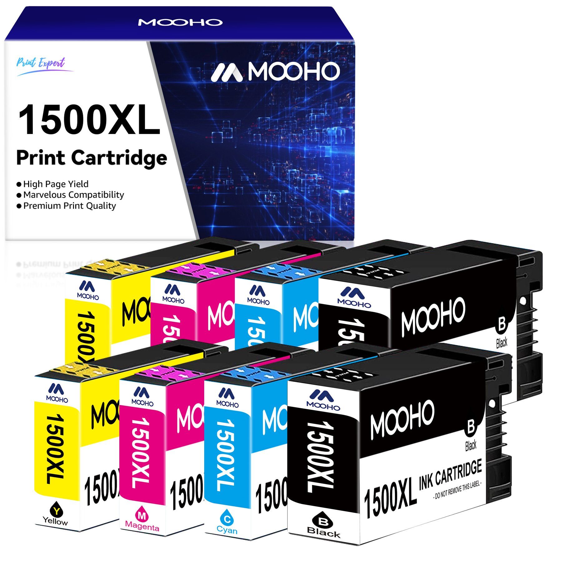MOOHO 8er 1500 XL für CANON PGI-1500XL Tintenpatrone (Maxify MB2150 MB2155 MB2000 MB2050 MB2100, MB2300 MB2350 MB2700 MB2750 MB2755)
