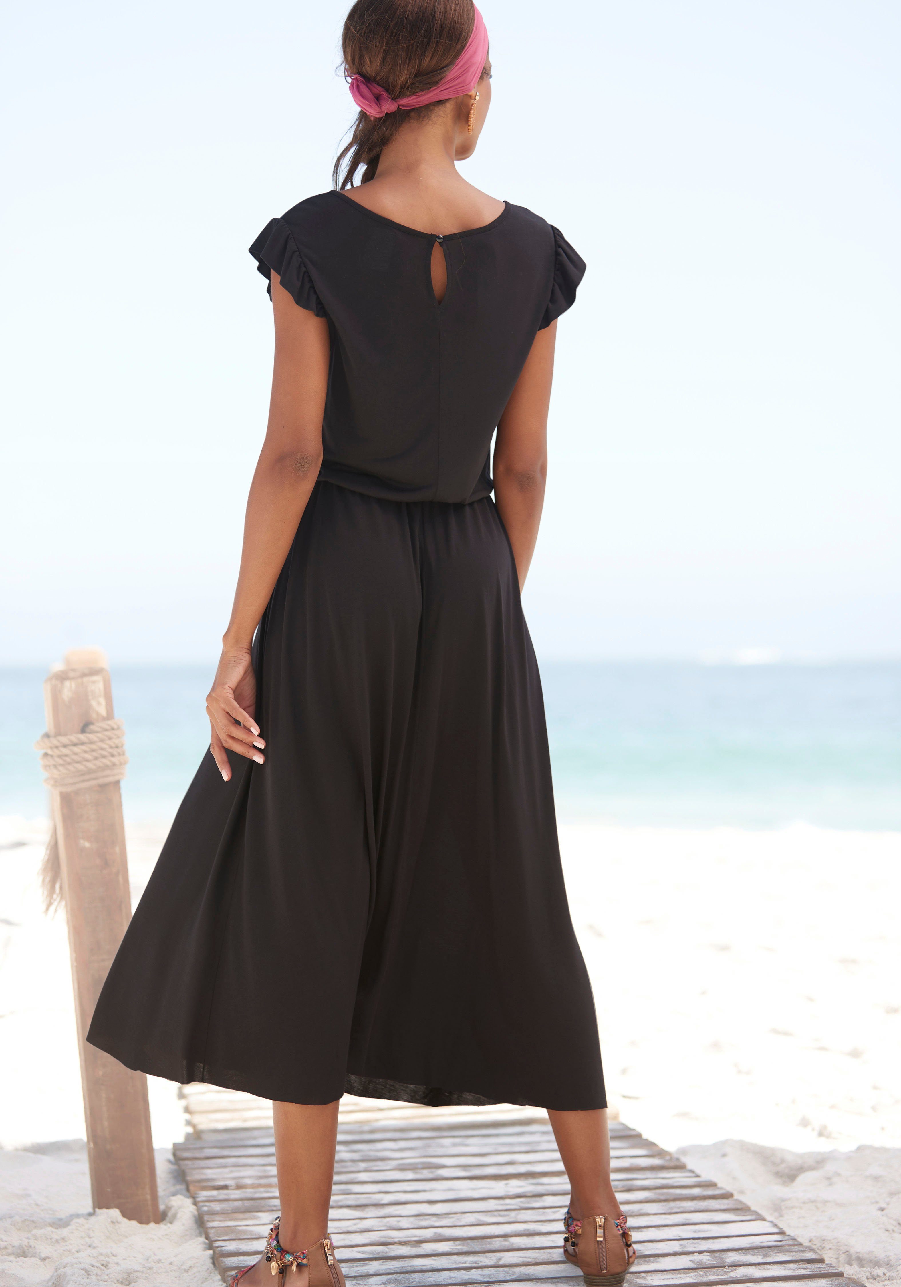 Beachtime Midikleid aus Viskosejersey, kurzärmliges Sommerkleid, Strandkleid, Basic