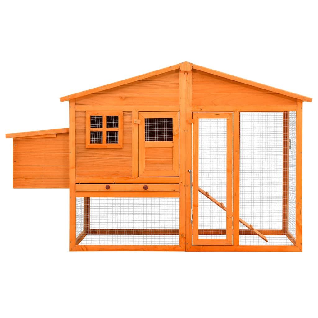 furnicato Hühnerstall aus massivem Tannenholz mit verzinktem Stahl 191x67x117, Wetterfestes Geflügelhaus mit Nistkasten und ausziehbarer Ablage
