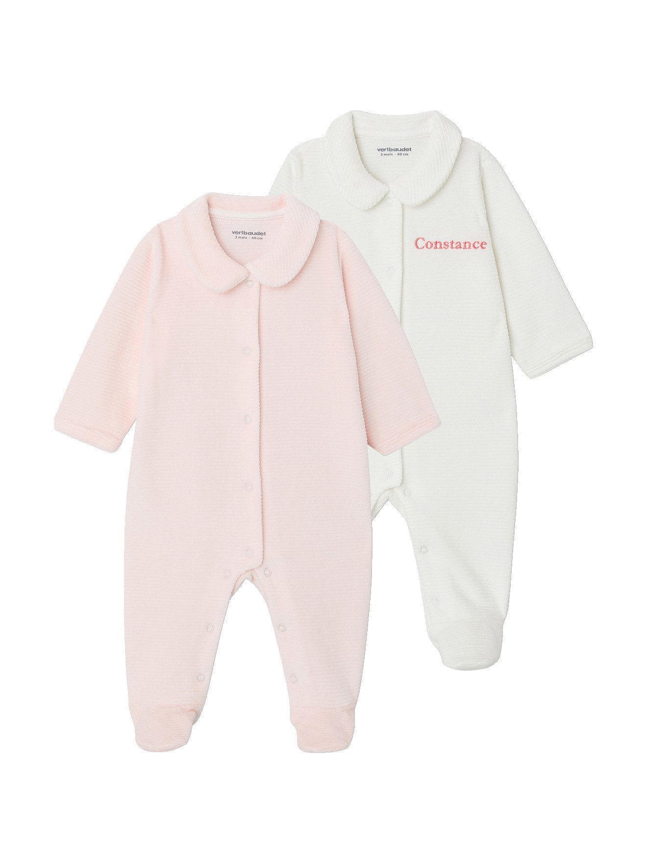 vertbaudet Schlafanzug Baby Strampler aus Cordsamt 2er-Pack, Druckknopfverschluss